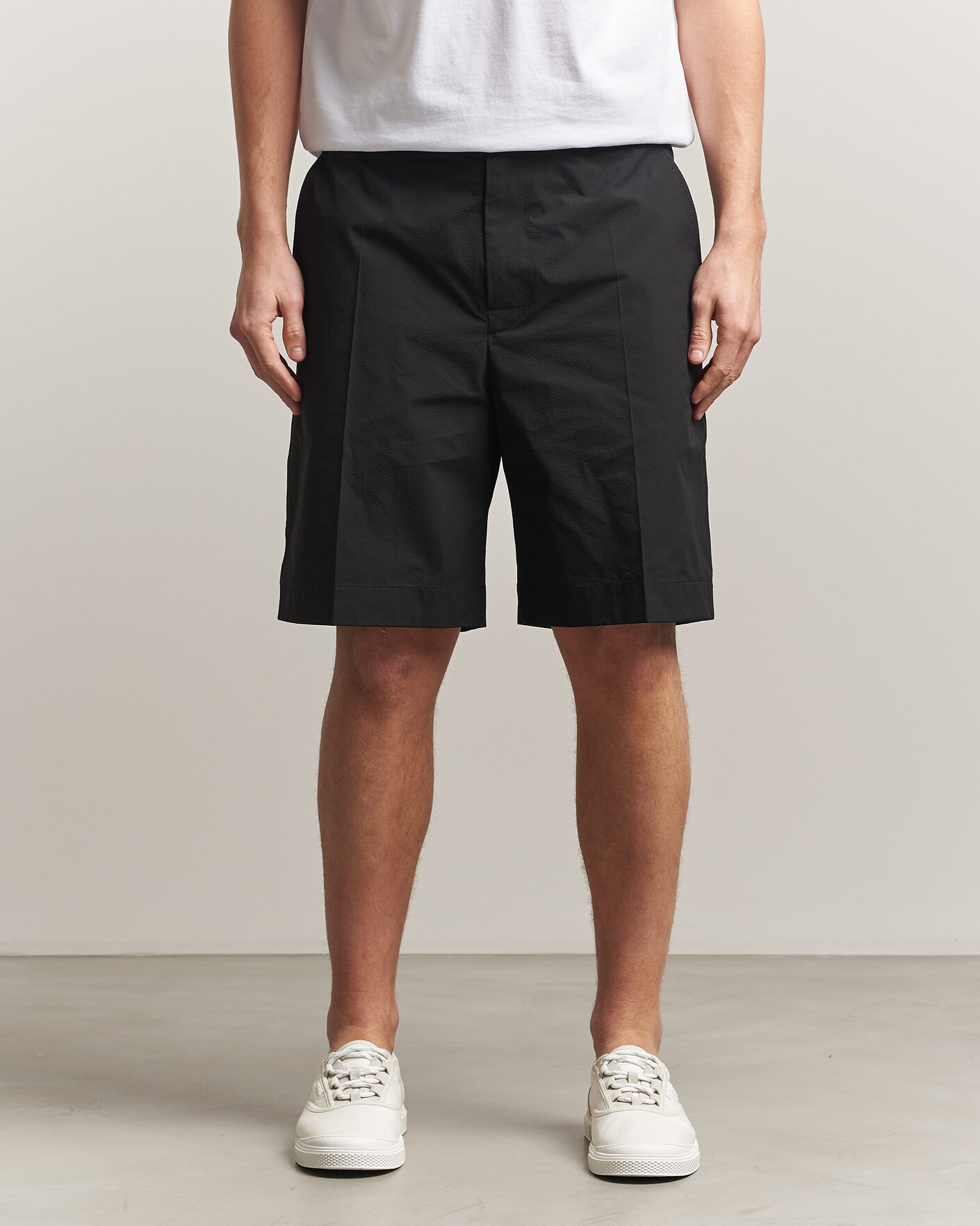 Heren | Korte broek | Moncler | Lightweight Seersucker Shorts Black