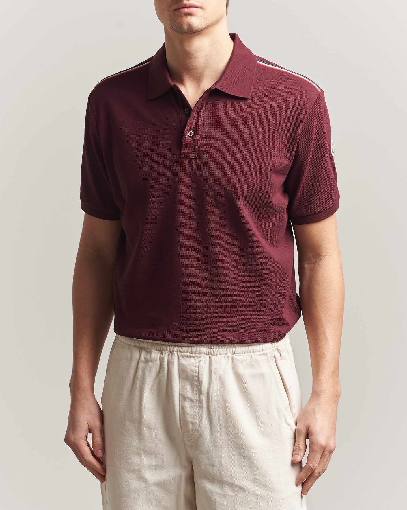 Heren | Polo's | Moncler | Tricolore Shoulder Polo Burgundy