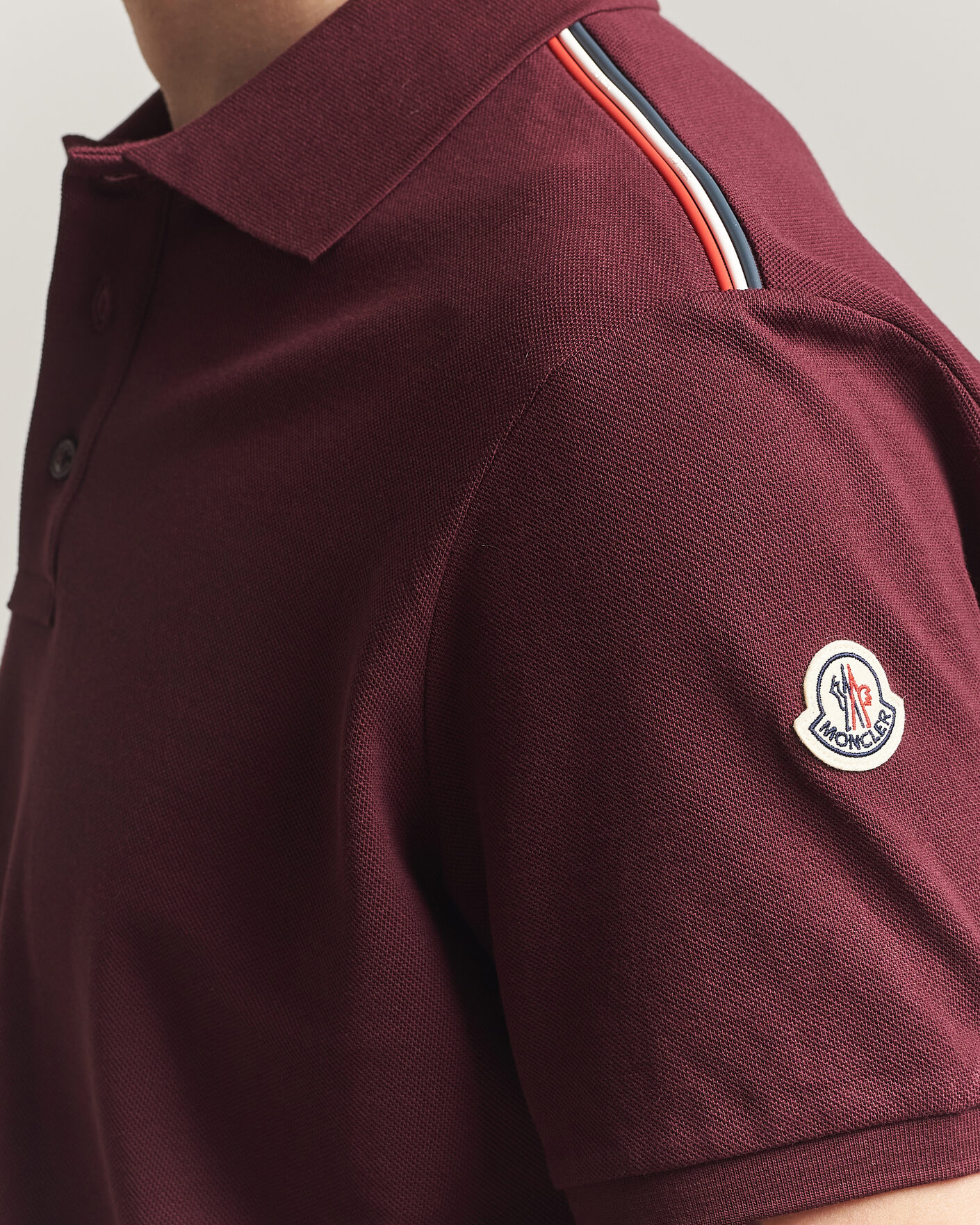 Heren | Polo's | Moncler | Tricolore Shoulder Polo Burgundy