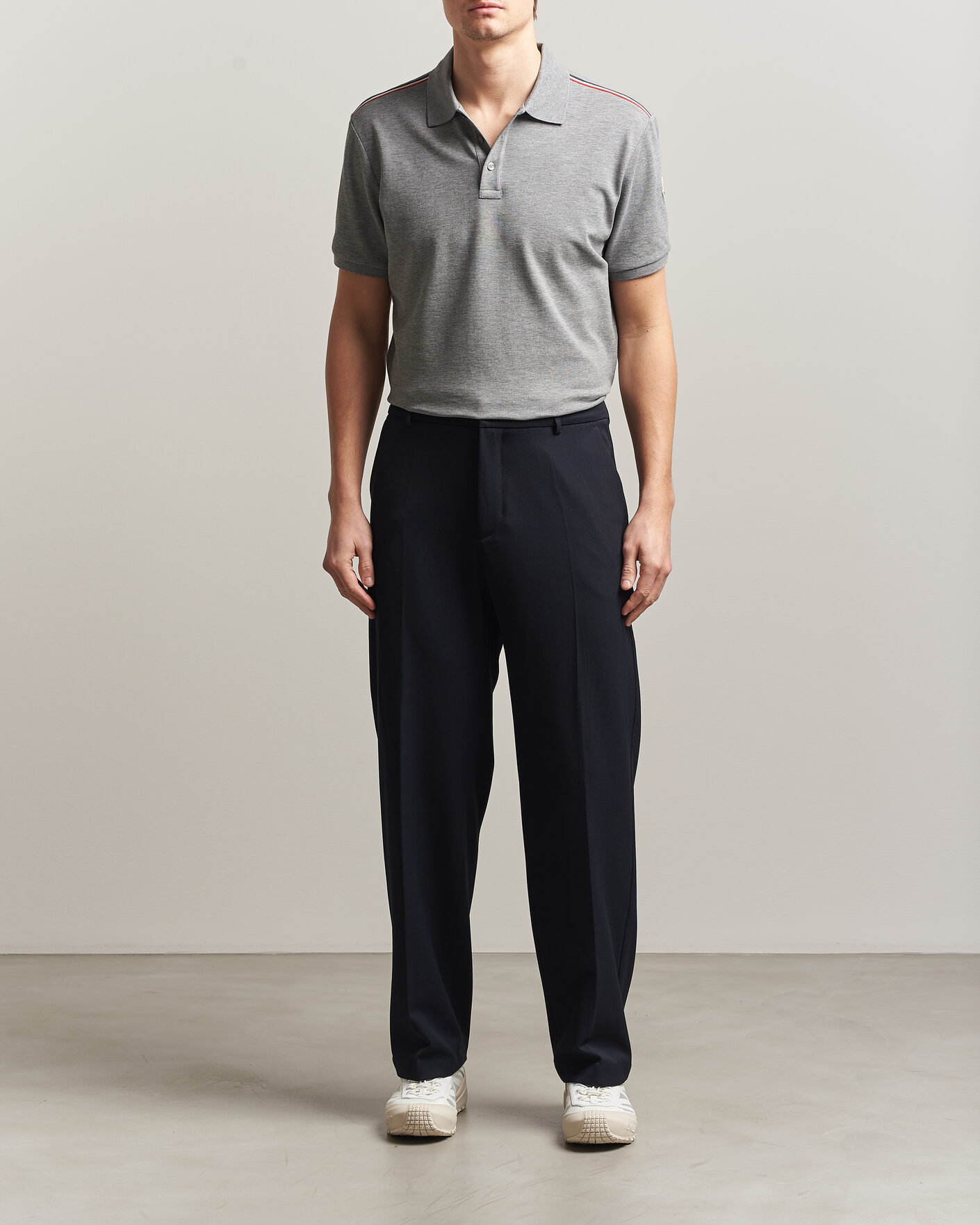 Heren | Polo's | Moncler | Tricolore Shoulder Polo Light Grey