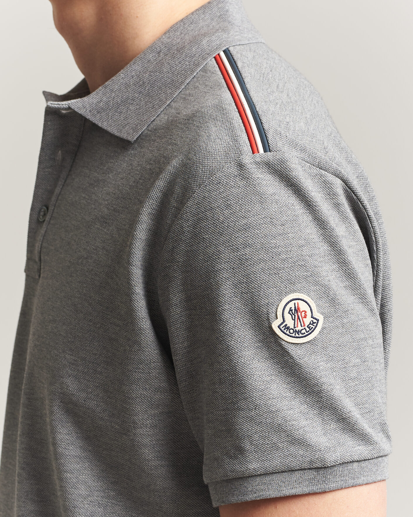 Heren | Polo's | Moncler | Tricolore Shoulder Polo Light Grey