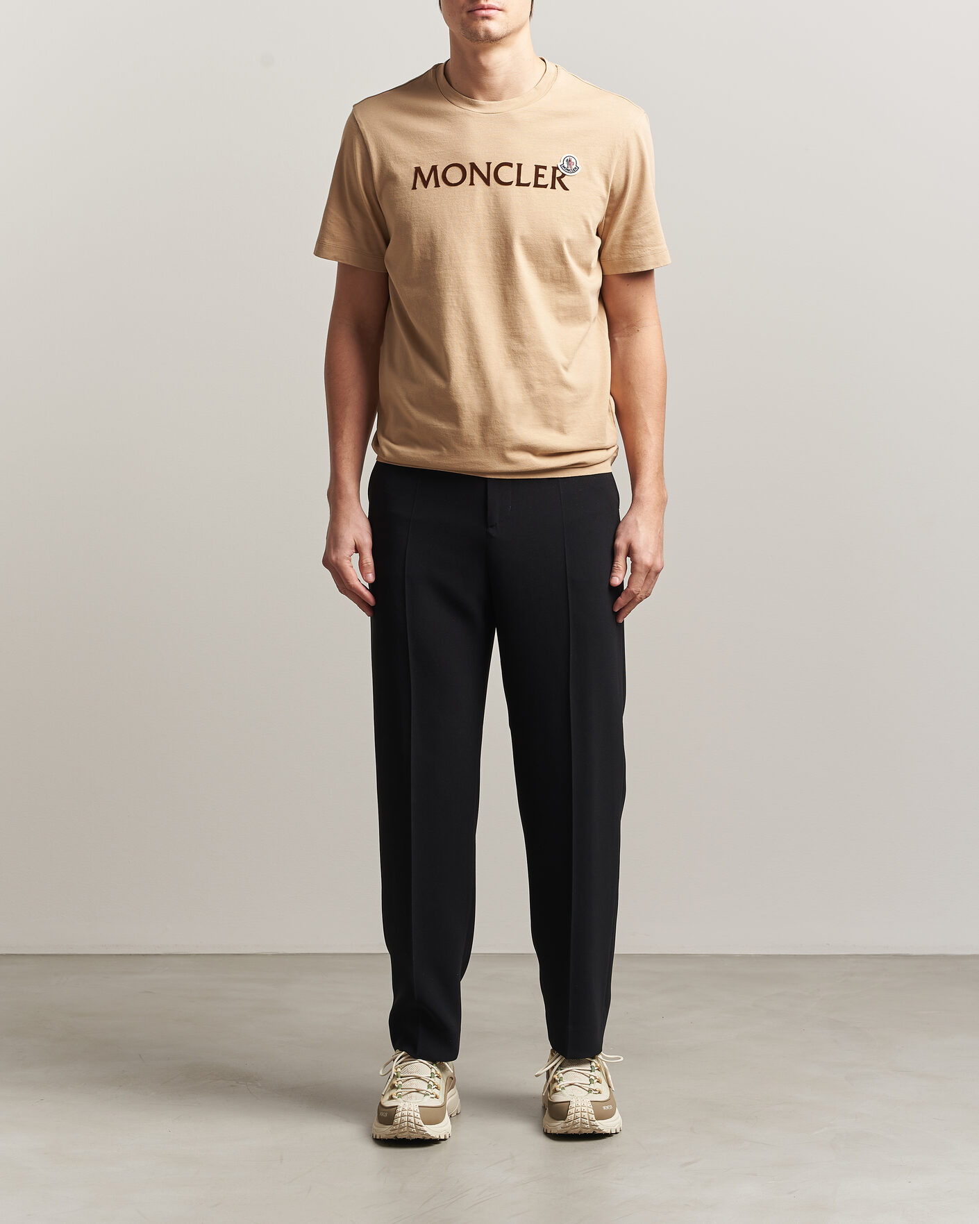 Heren | T-shirts | Moncler | Lettering Logo T-Shirt Beige