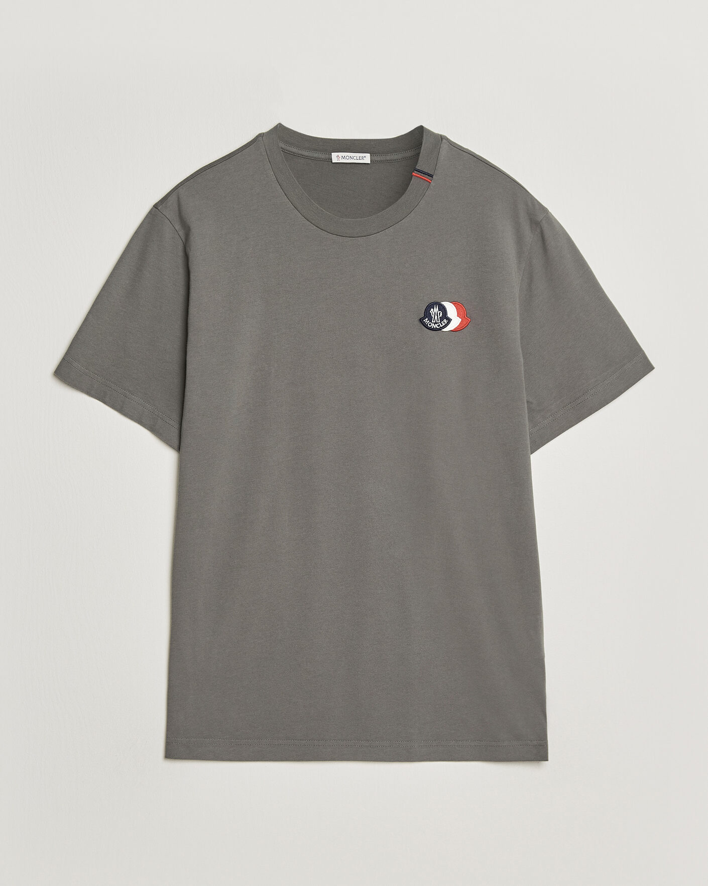 Moncler Tricolore Logo T-Shirt Grey | Man - CareOfCarl.nl