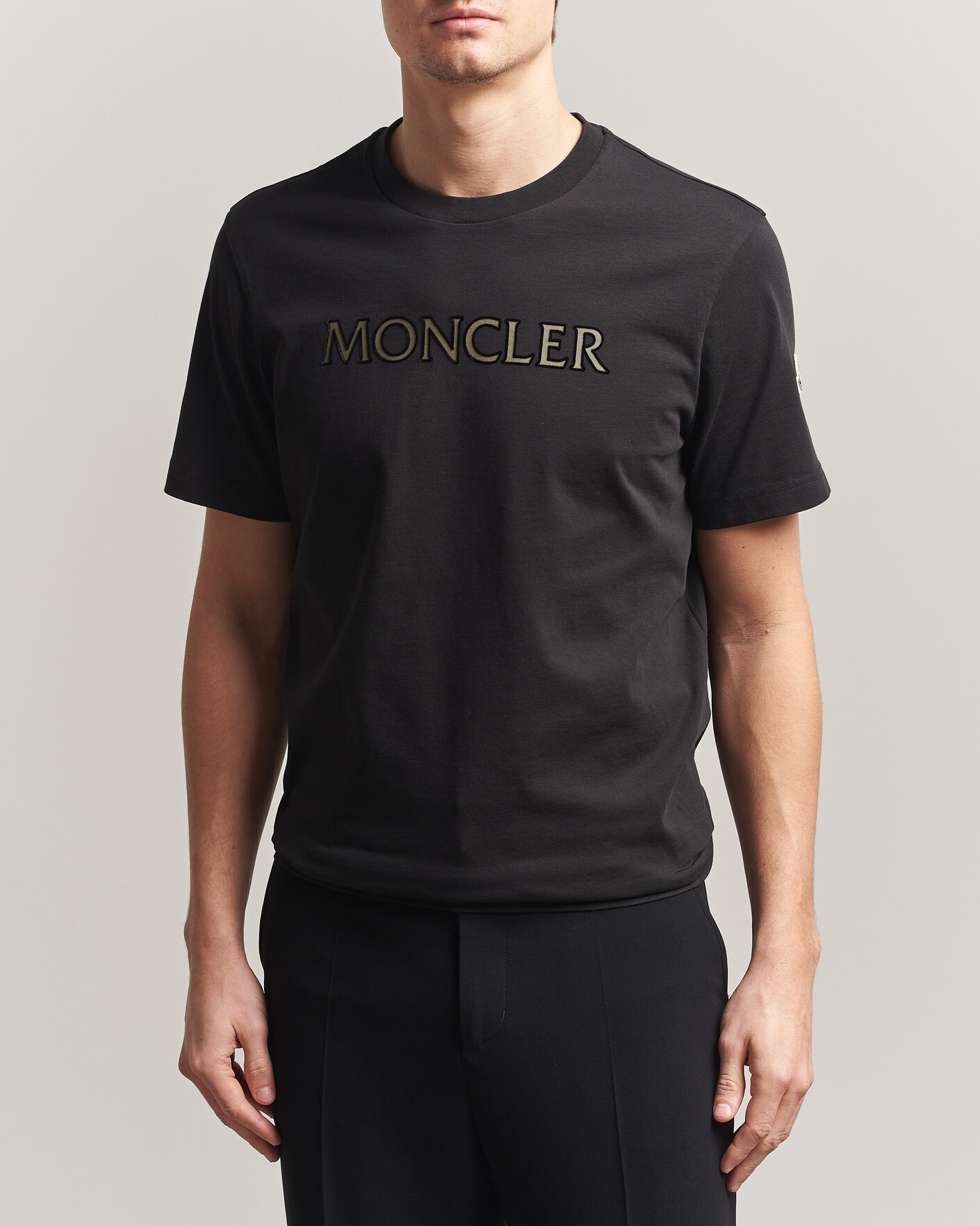 Heren | T-shirts | Moncler | Flock Print Logo T-Shirt Black