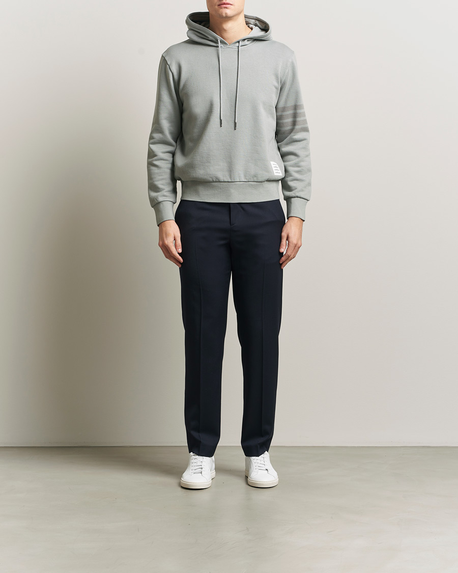 Heren | Truien | Thom Browne | Overdyed 4-Bar Hoodie Light Grey