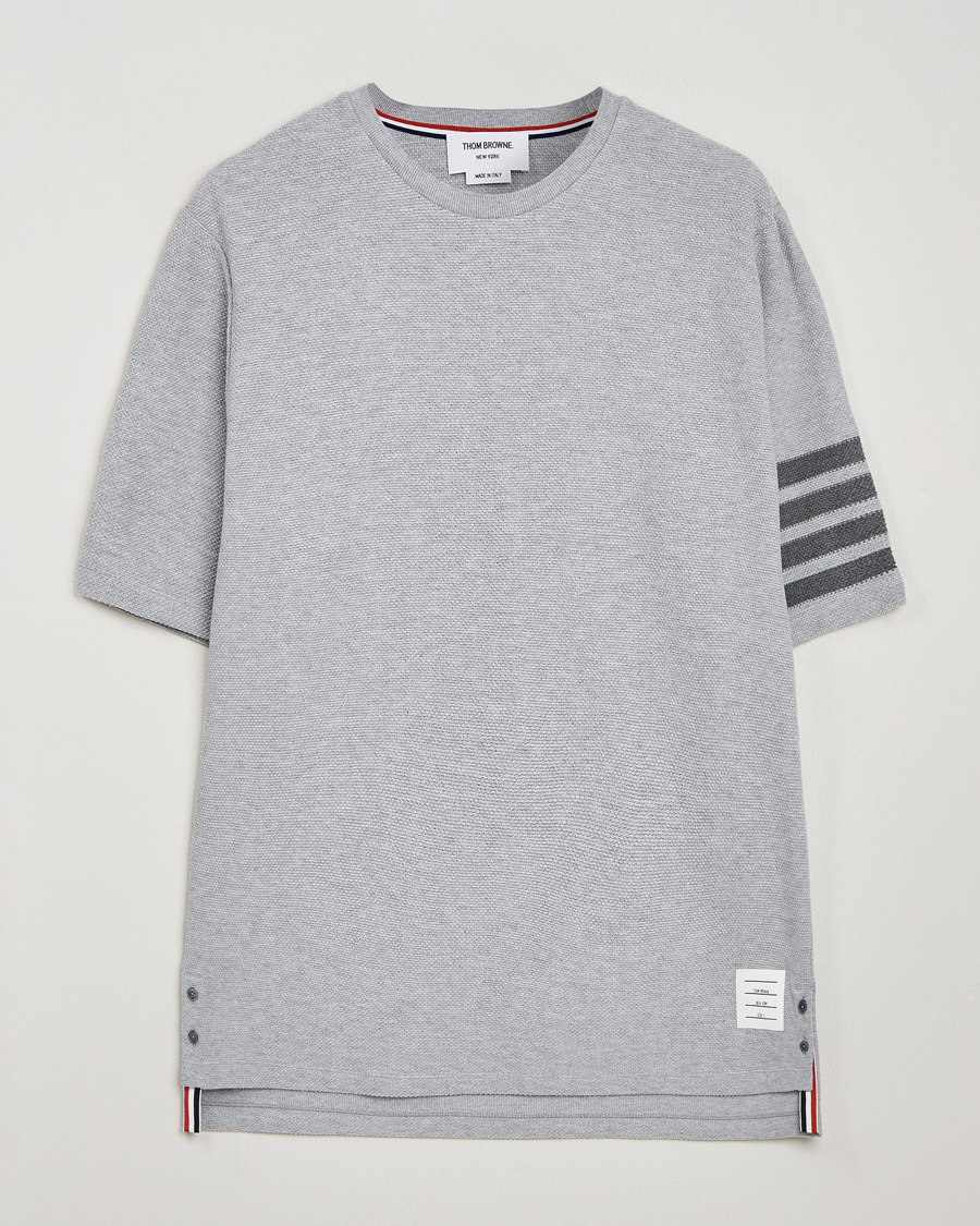 Heren | T-shirts | Thom Browne | Textured Pique 4 Bar T-Shirt Pale Grey