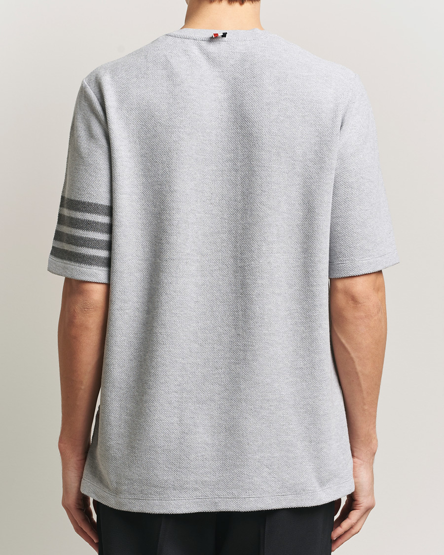 Heren | T-shirts | Thom Browne | Textured Pique 4 Bar T-Shirt Pale Grey