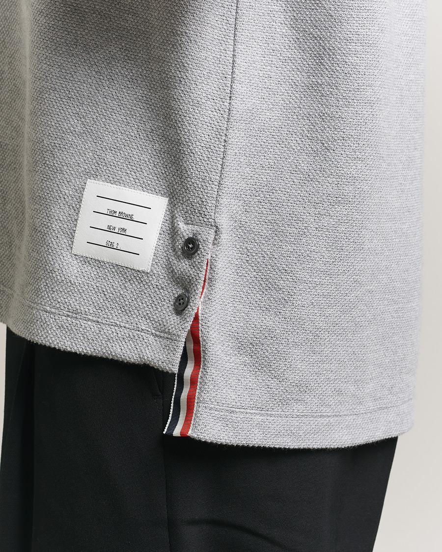 Heren | T-shirts | Thom Browne | Textured Pique 4 Bar T-Shirt Pale Grey
