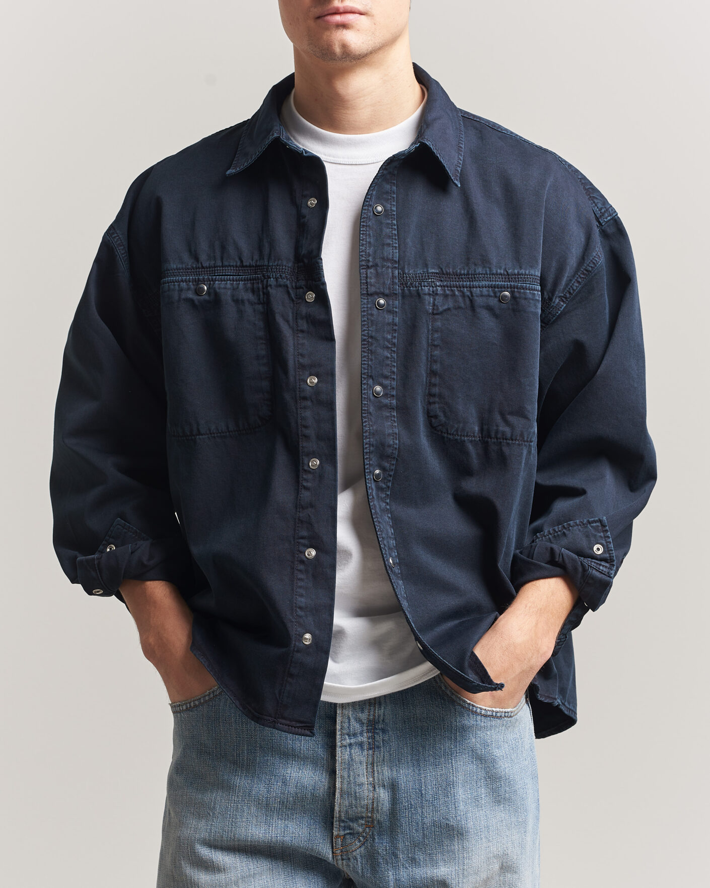 Heren | Overhemden | Jeanerica | André Pocket Overshirt Blue Black