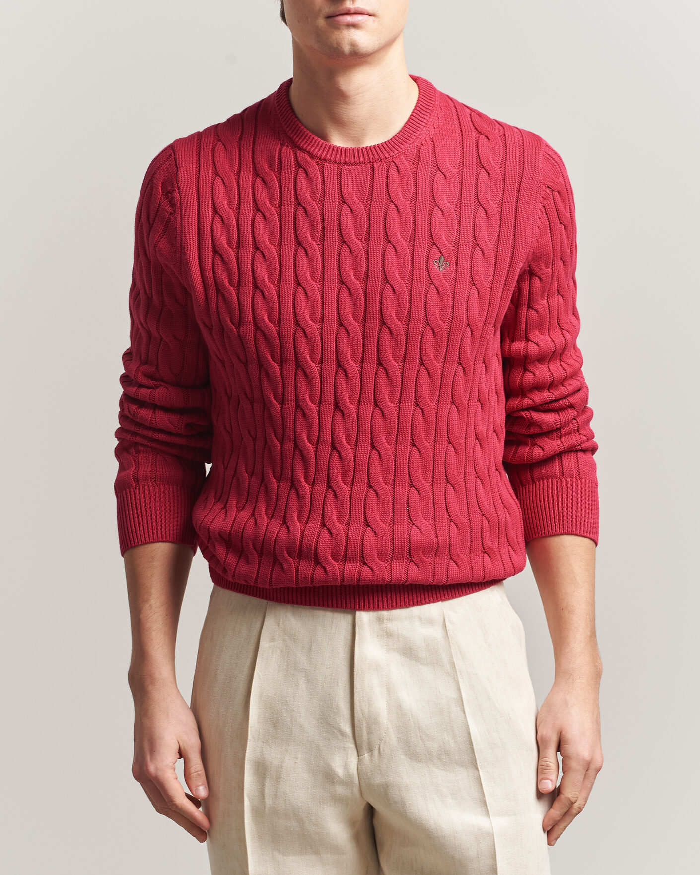 Heren | Truien | Morris | Ethan Cable Oneck Red