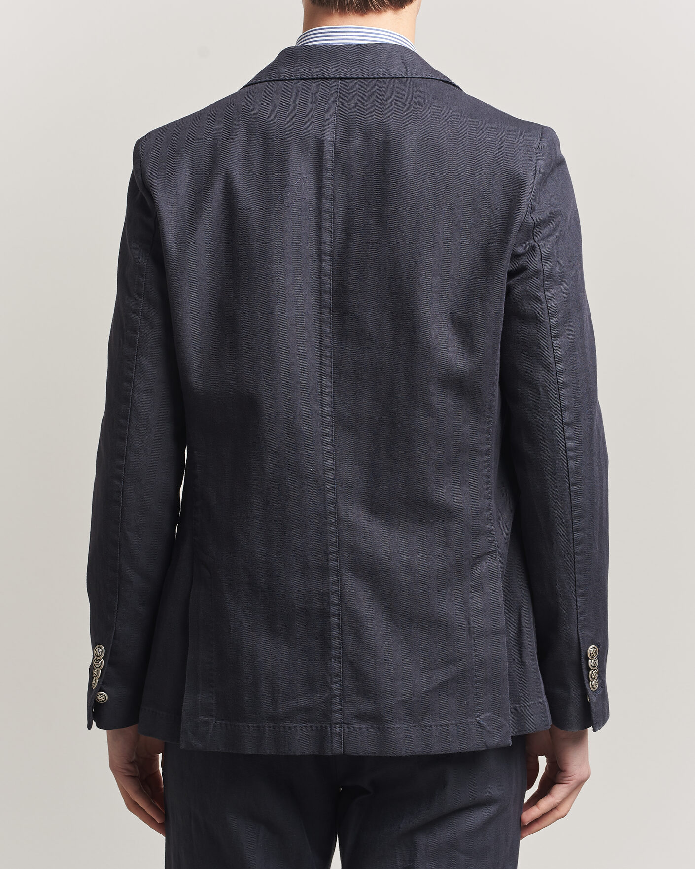 Heren | Blazers | Morris | Cotton Herringbone Double Breasted Blazer Blue