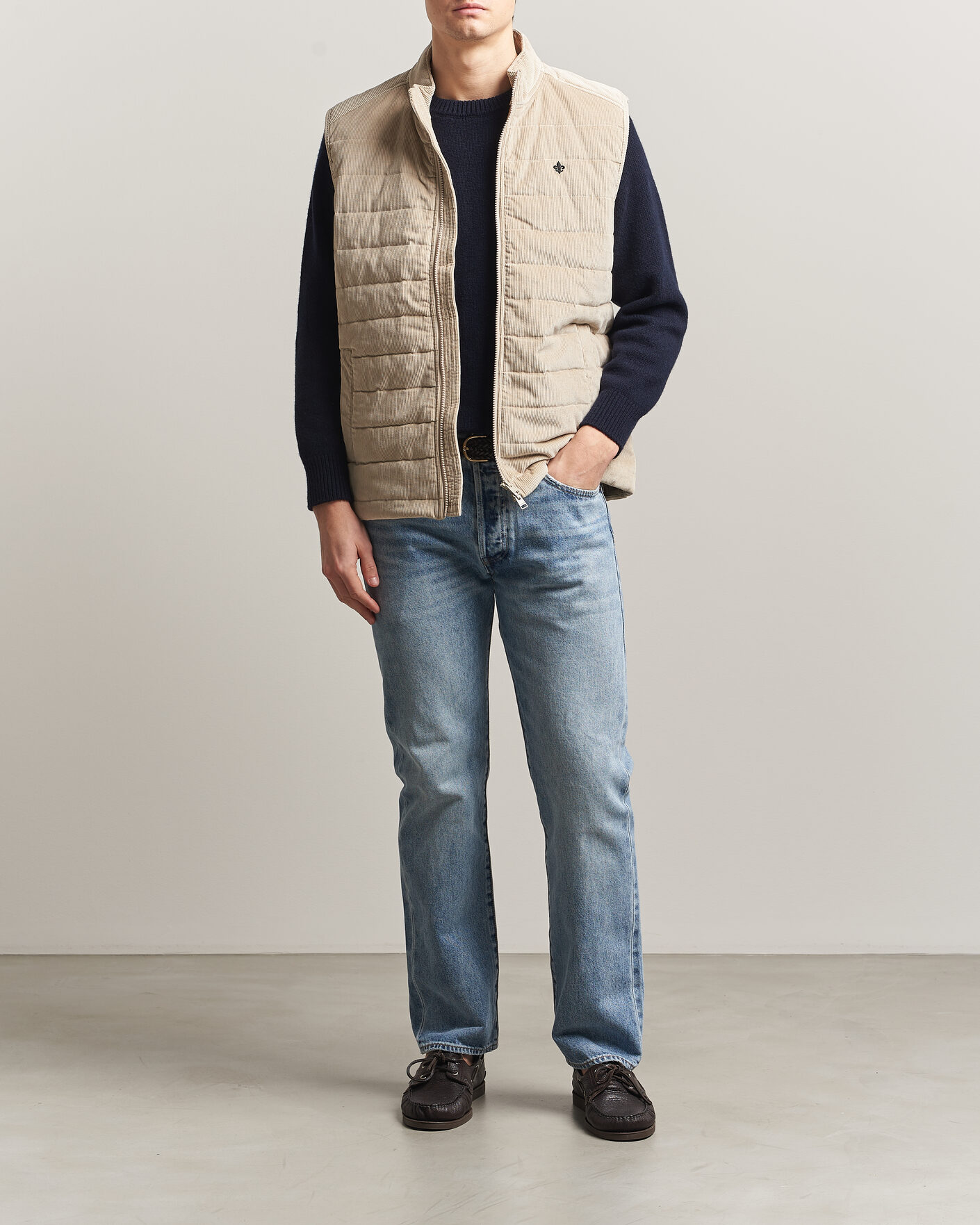 Heren | Gilets | Morris | Teddy Quilted Corduroy Vest Khaki