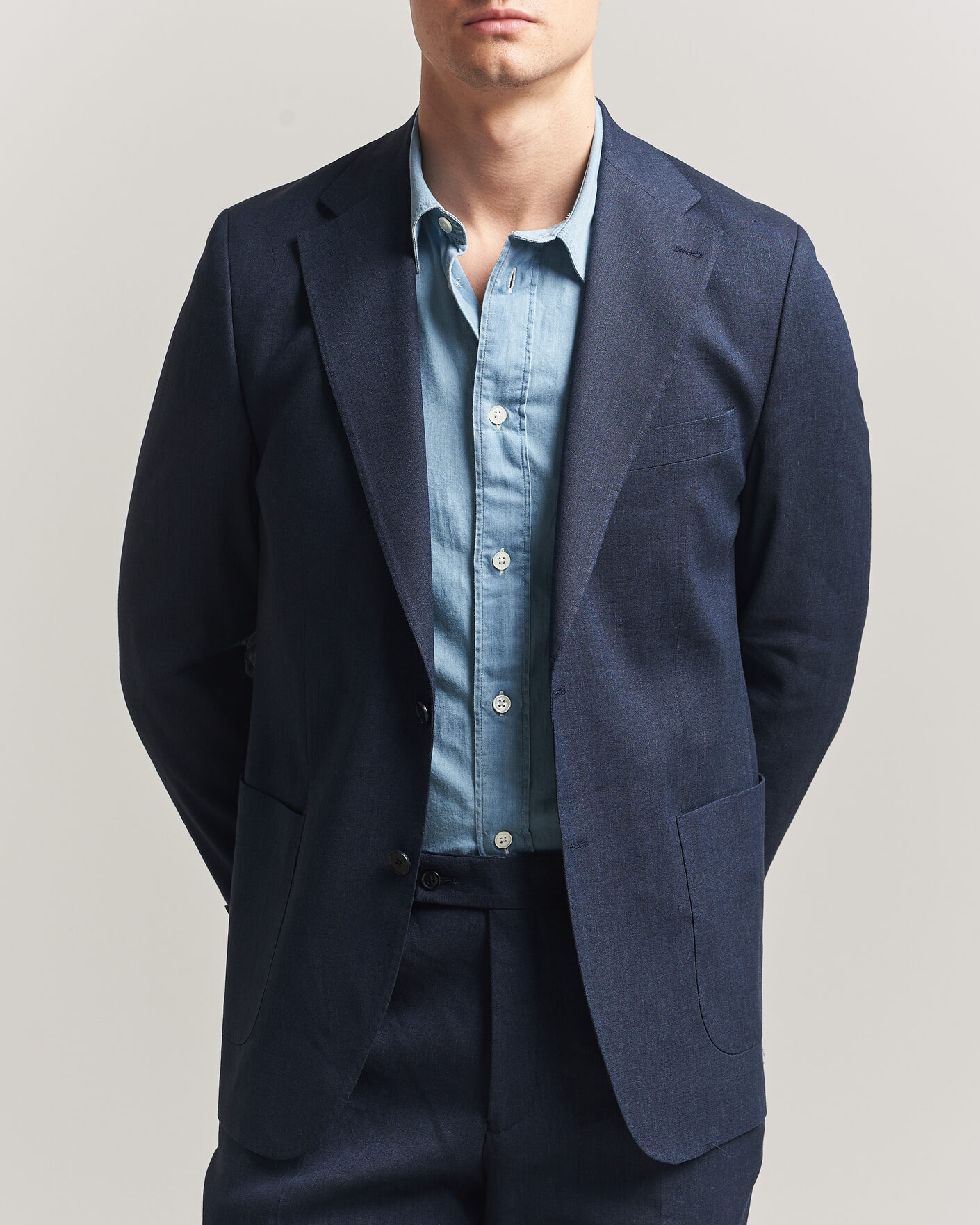 Heren | Blazers | Morris | Linen Suit Blazer Navy