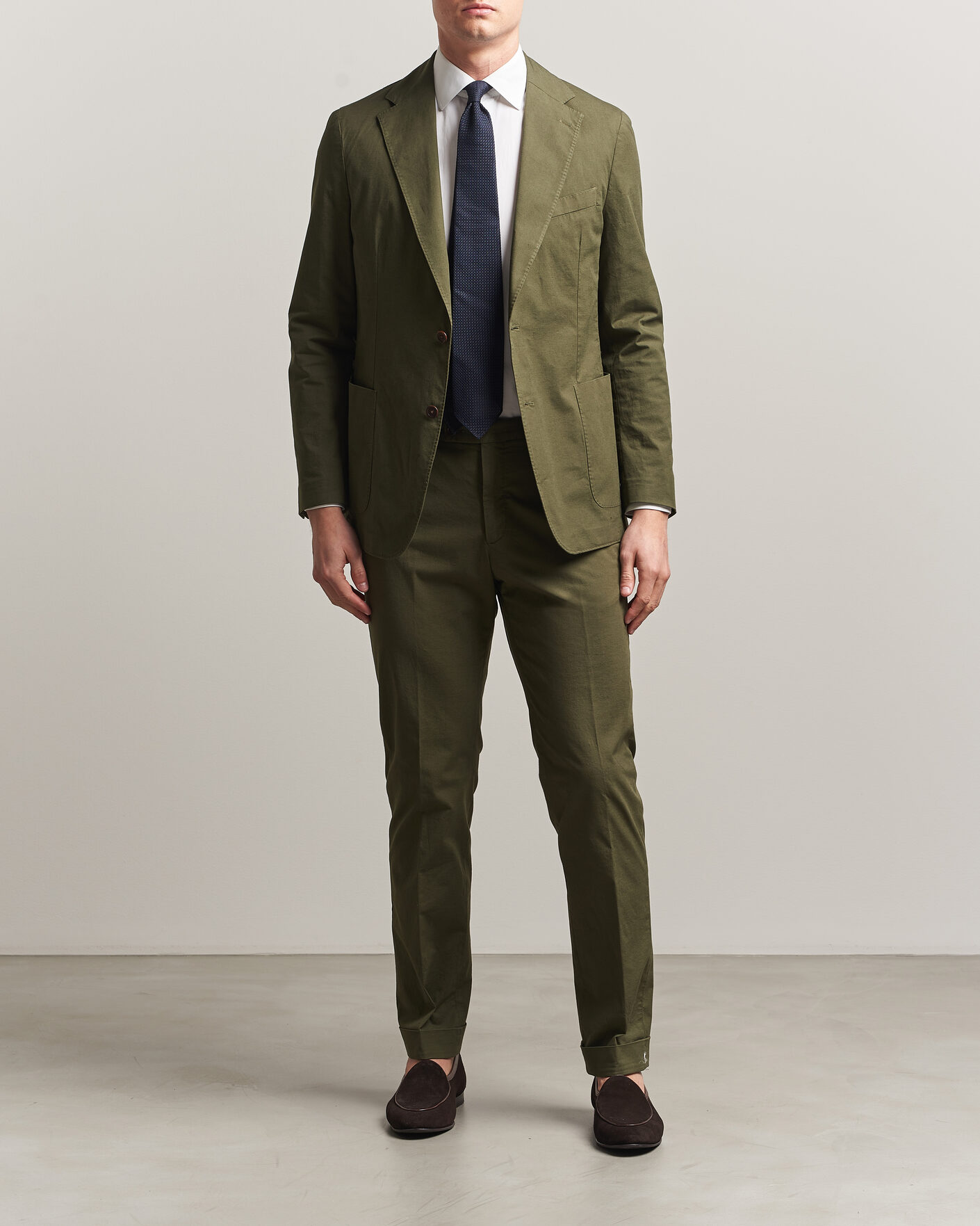 Heren | Blazers | Morris | Washed Cotton Suit Blazer Olive