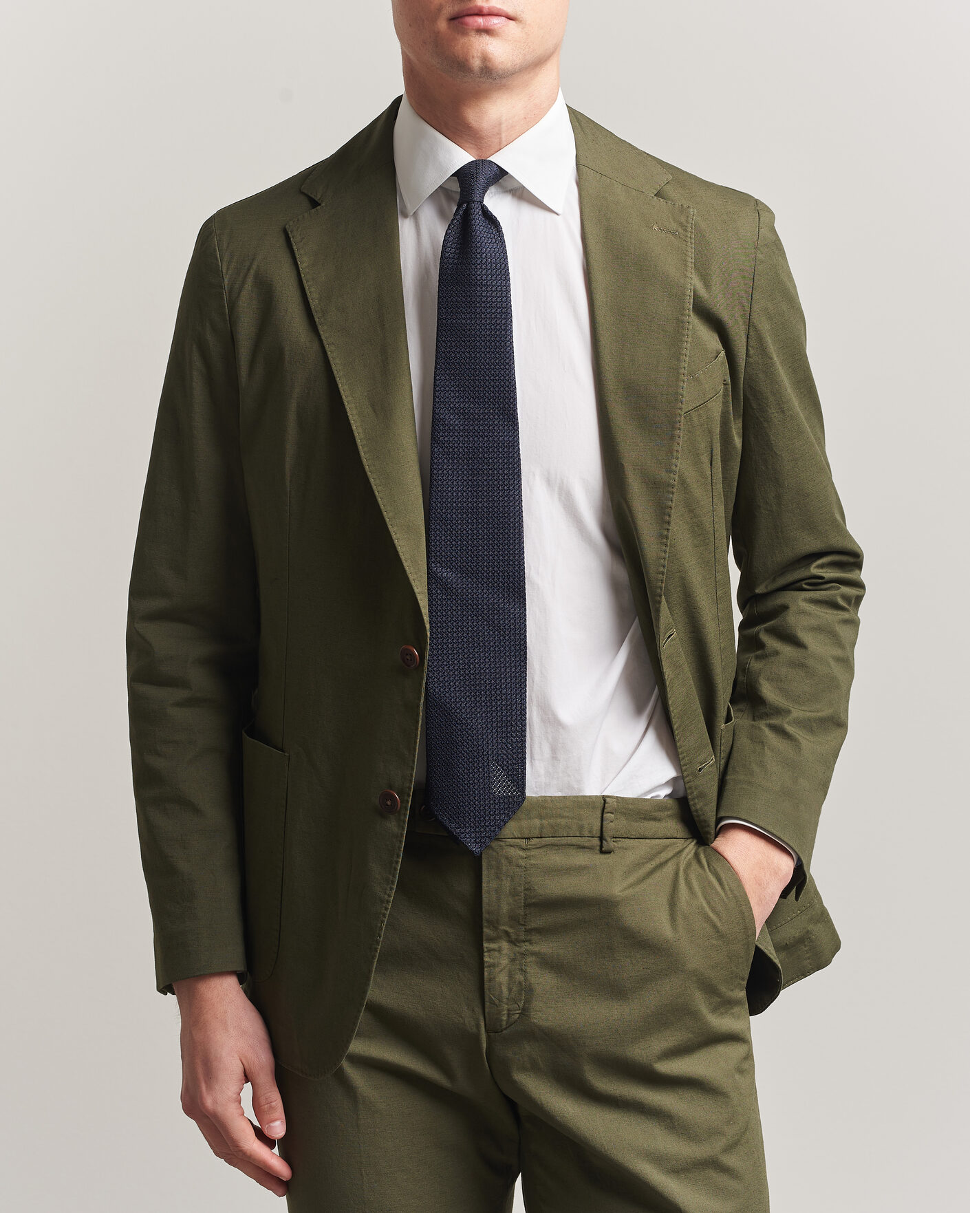 Heren | Blazers | Morris | Washed Cotton Suit Blazer Olive