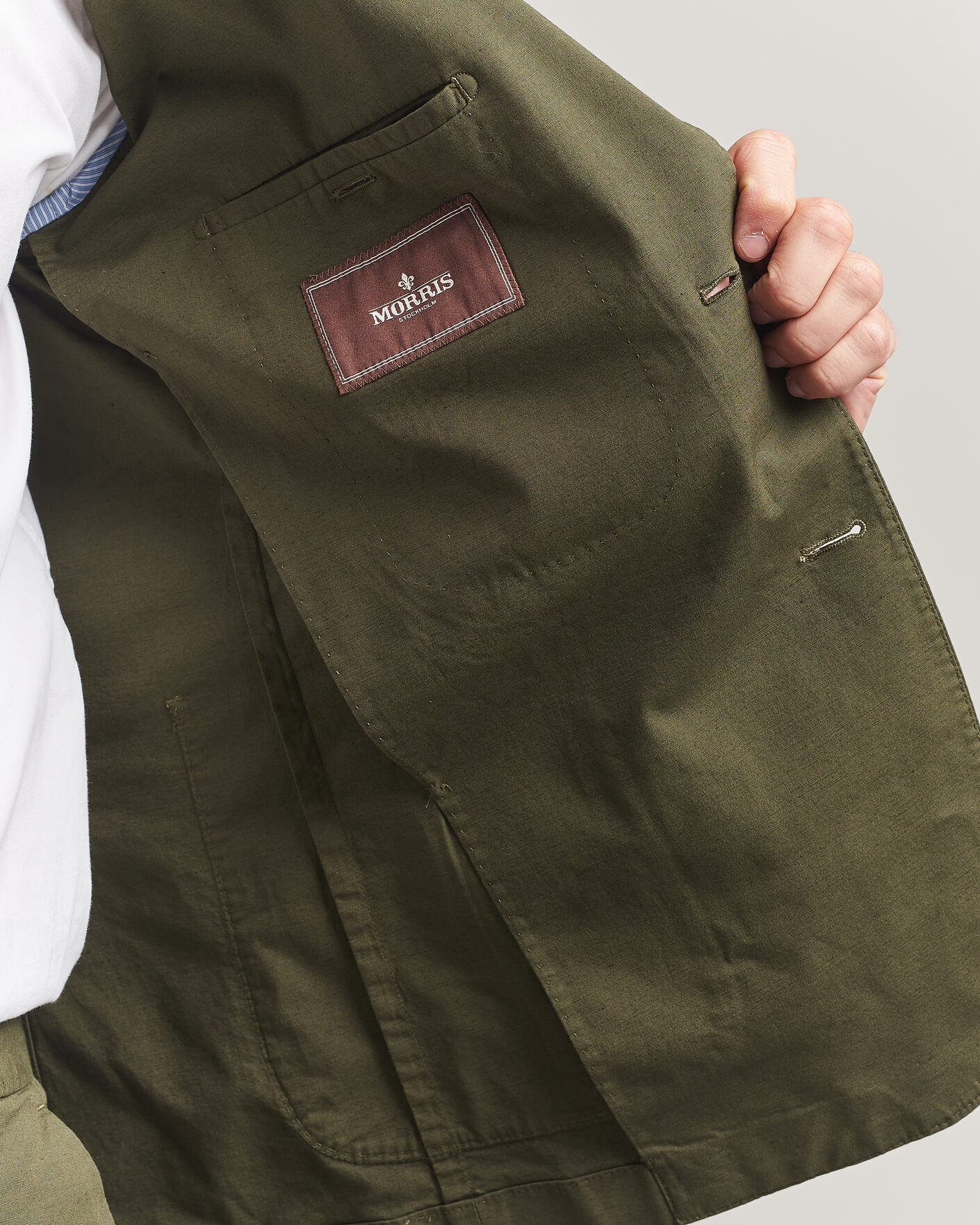 Heren | Blazers | Morris | Washed Cotton Suit Blazer Olive