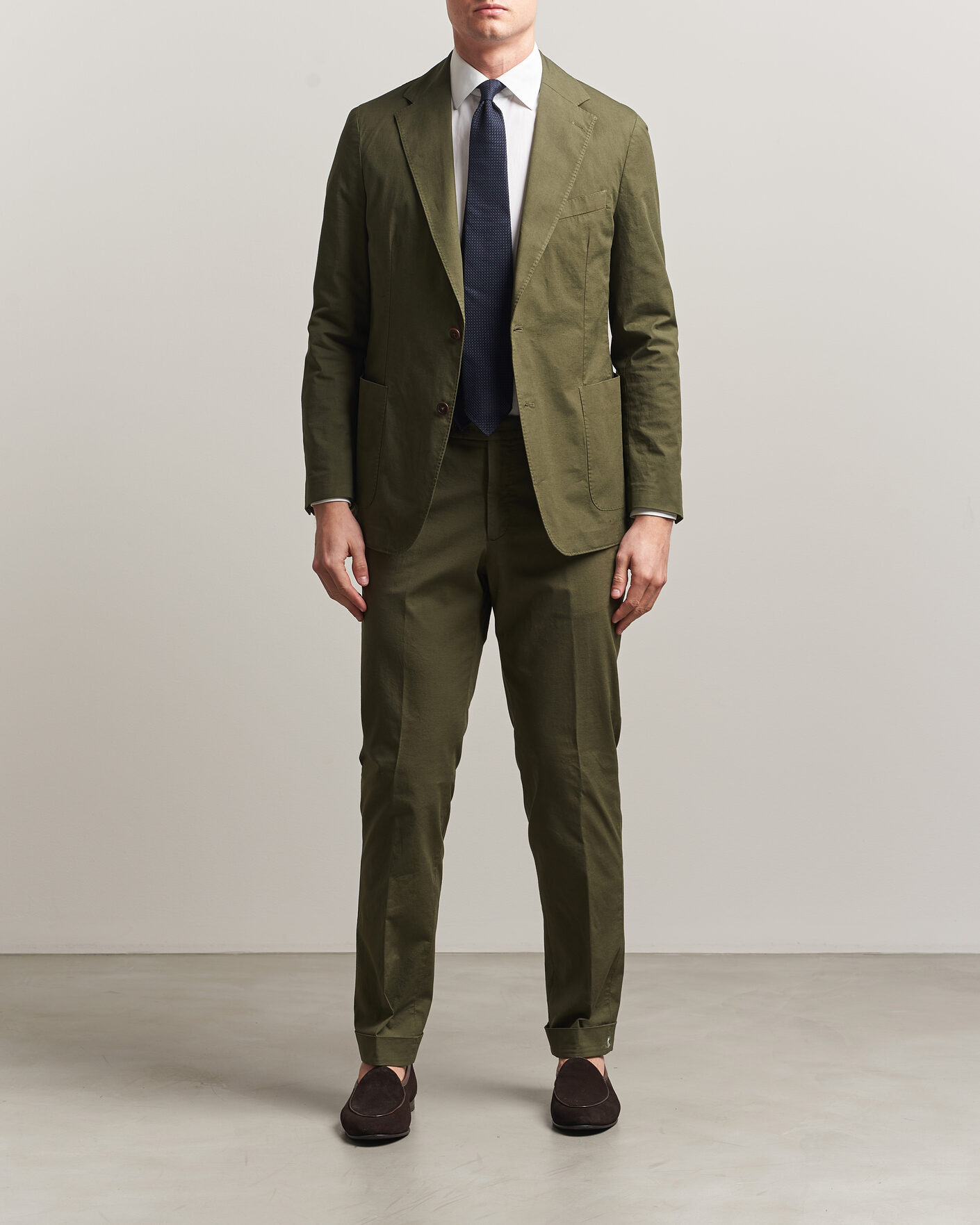 Heren | Broeken | Morris | Jack Washed Cotton Trousers Olive