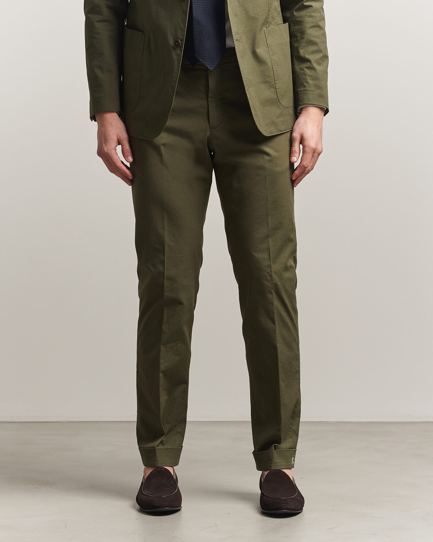 Heren | Broeken | Morris | Jack Washed Cotton Trousers Olive
