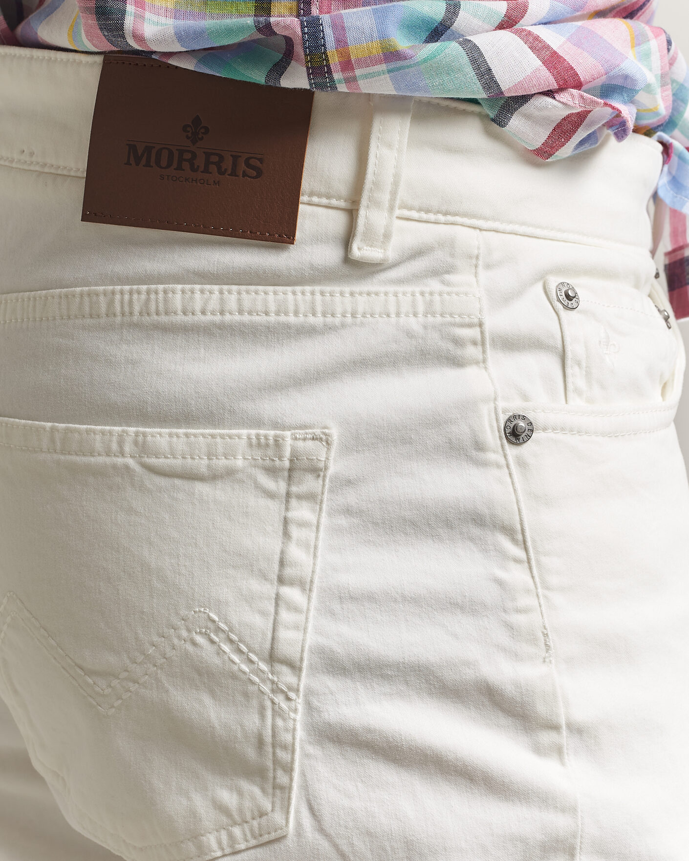 Heren | Jeans | Morris | James Brushed 5-Pocket Jeans Off White