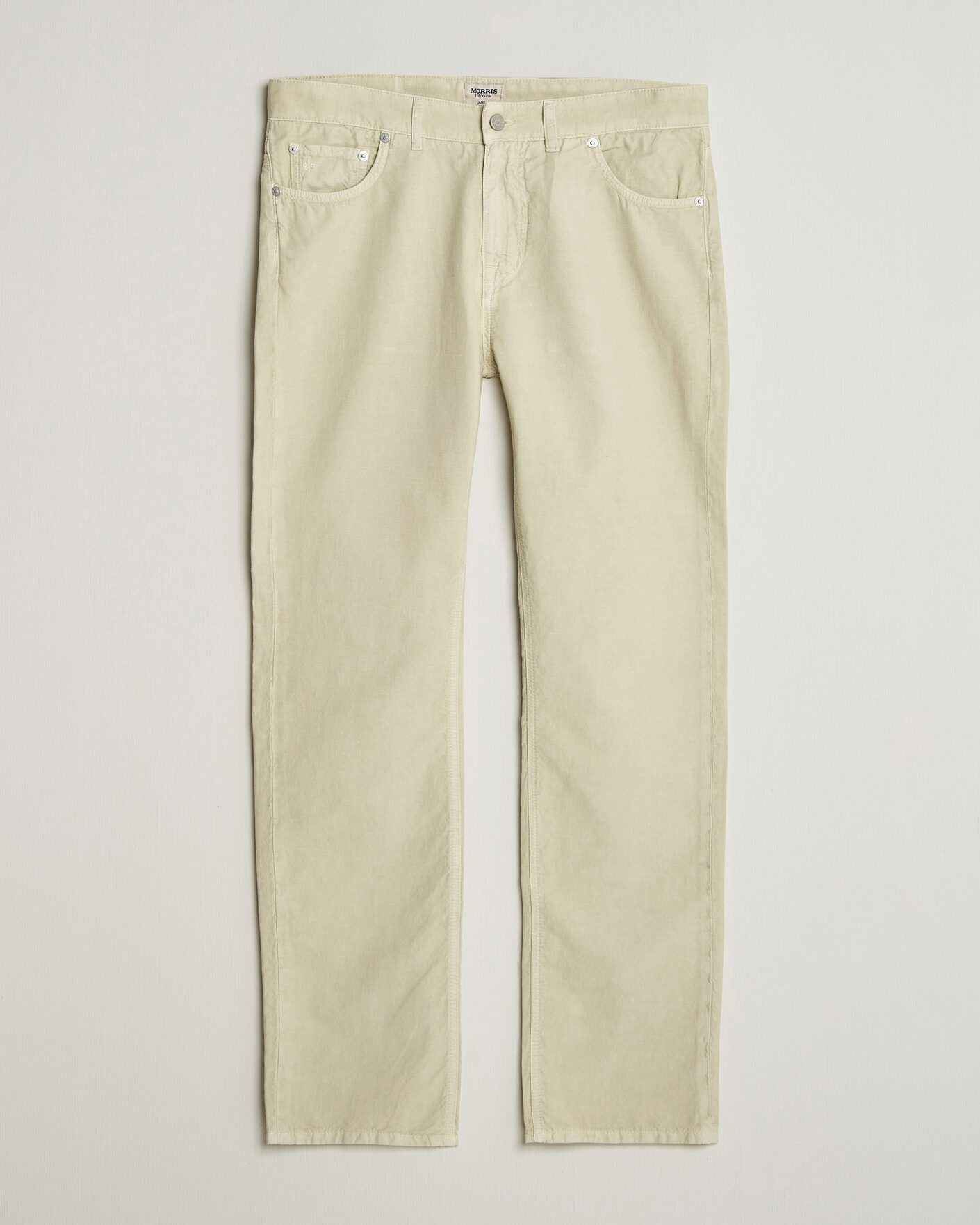 Heren | Broeken | Morris | James Washed Linen 5-Pocket Pants Khaki