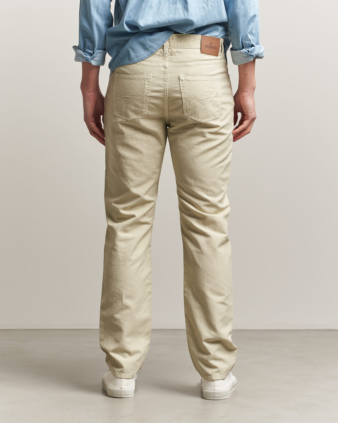 Heren | Broeken | Morris | James Washed Linen 5-Pocket Pants Khaki