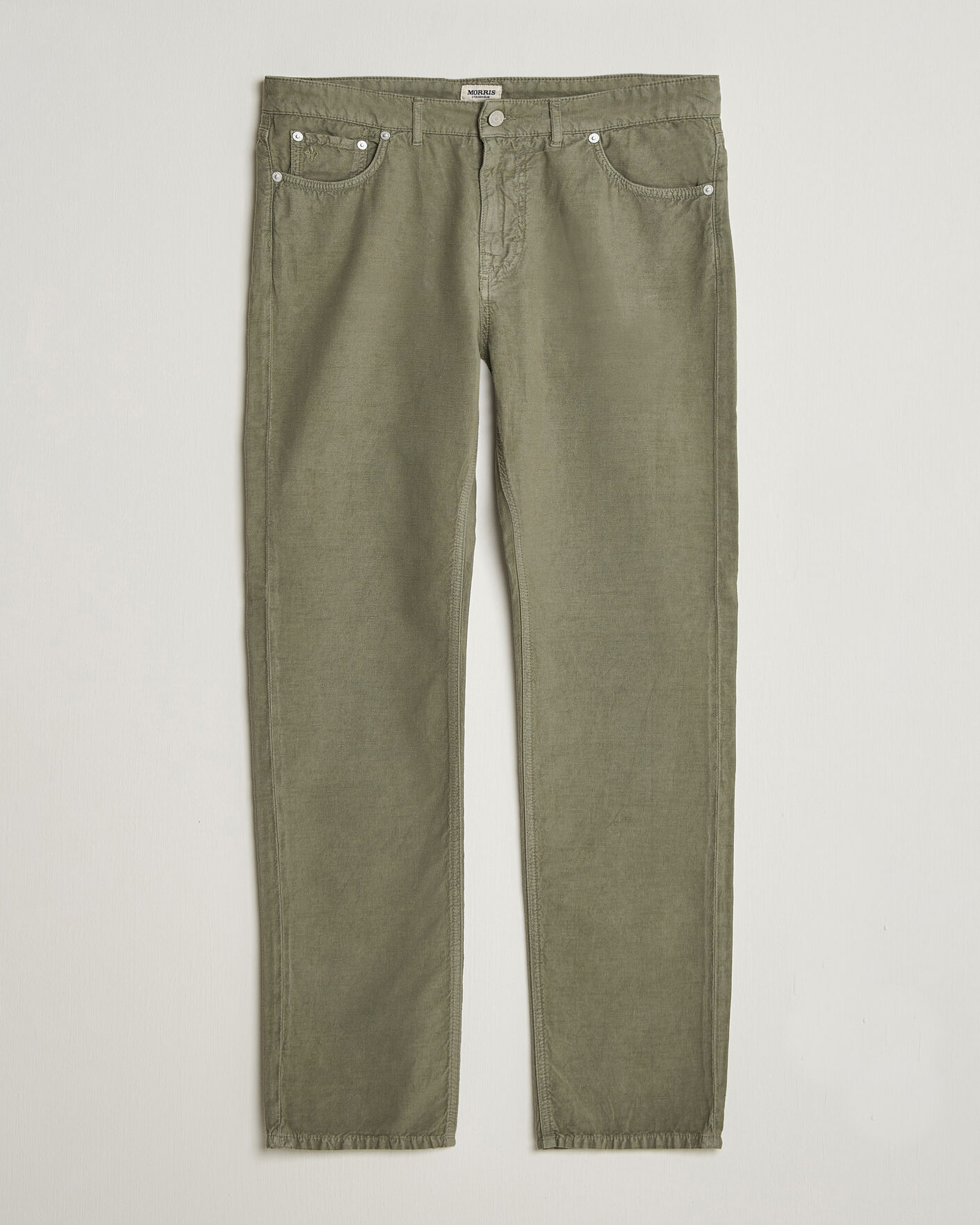 Heren | Broeken | Morris | James Washed Linen 5-Pocket Pants Olive