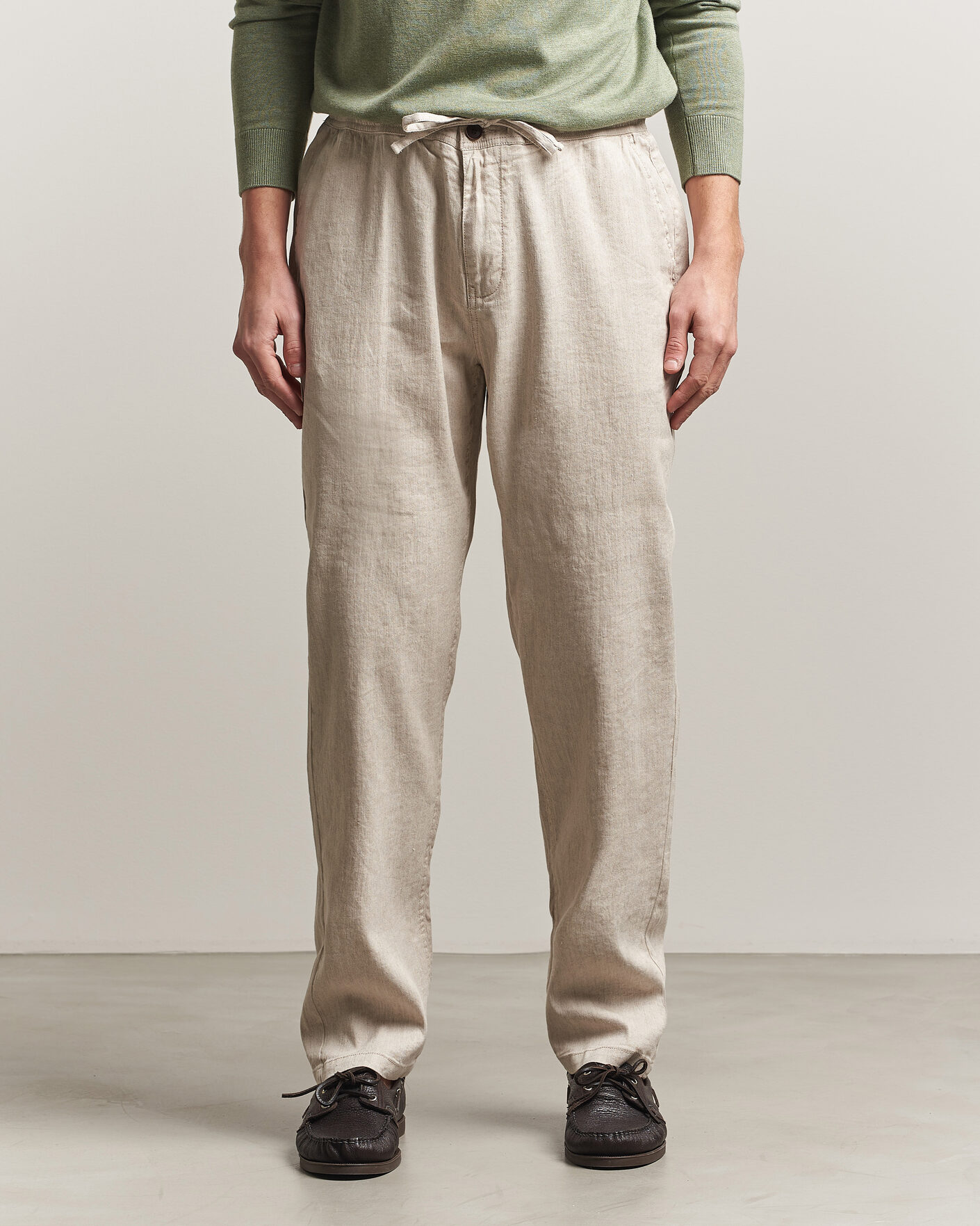 Heren | Broeken | Morris | Fenix Linen Trousers Khaki