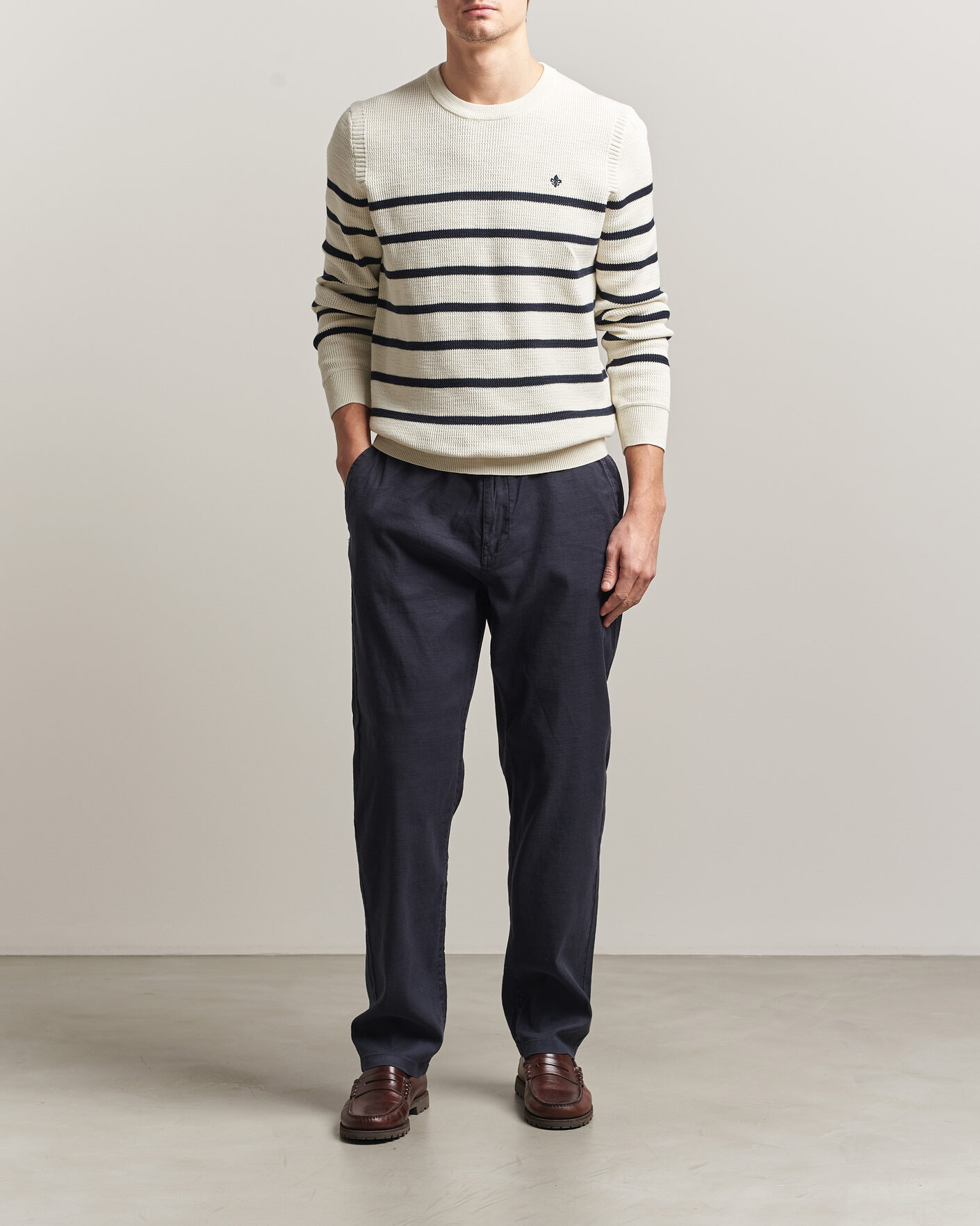 Heren | Broeken | Morris | Fenix Linen Trousers Navy