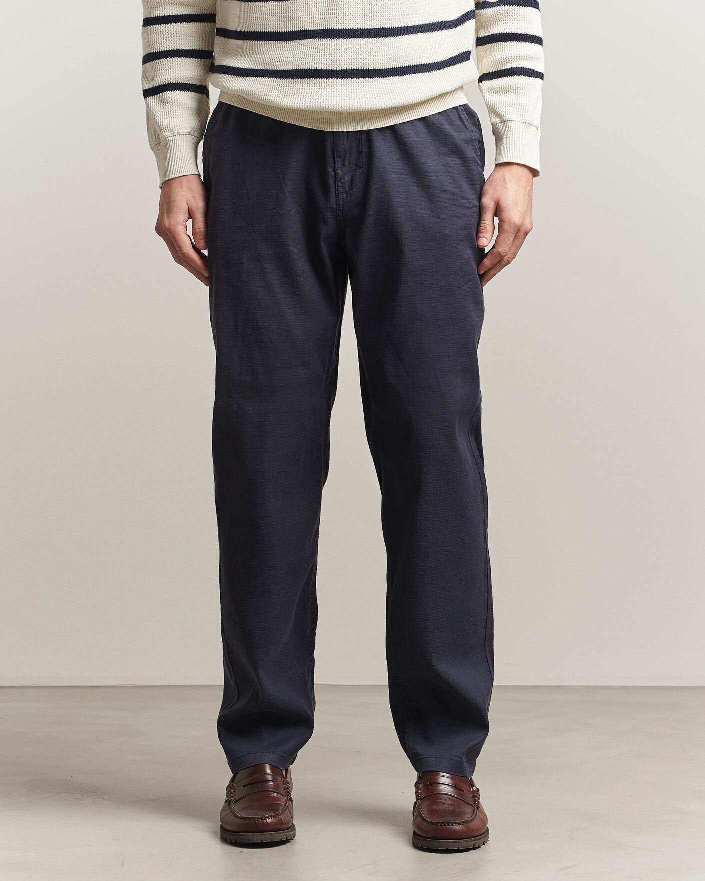 Heren | Broeken | Morris | Fenix Linen Trousers Navy