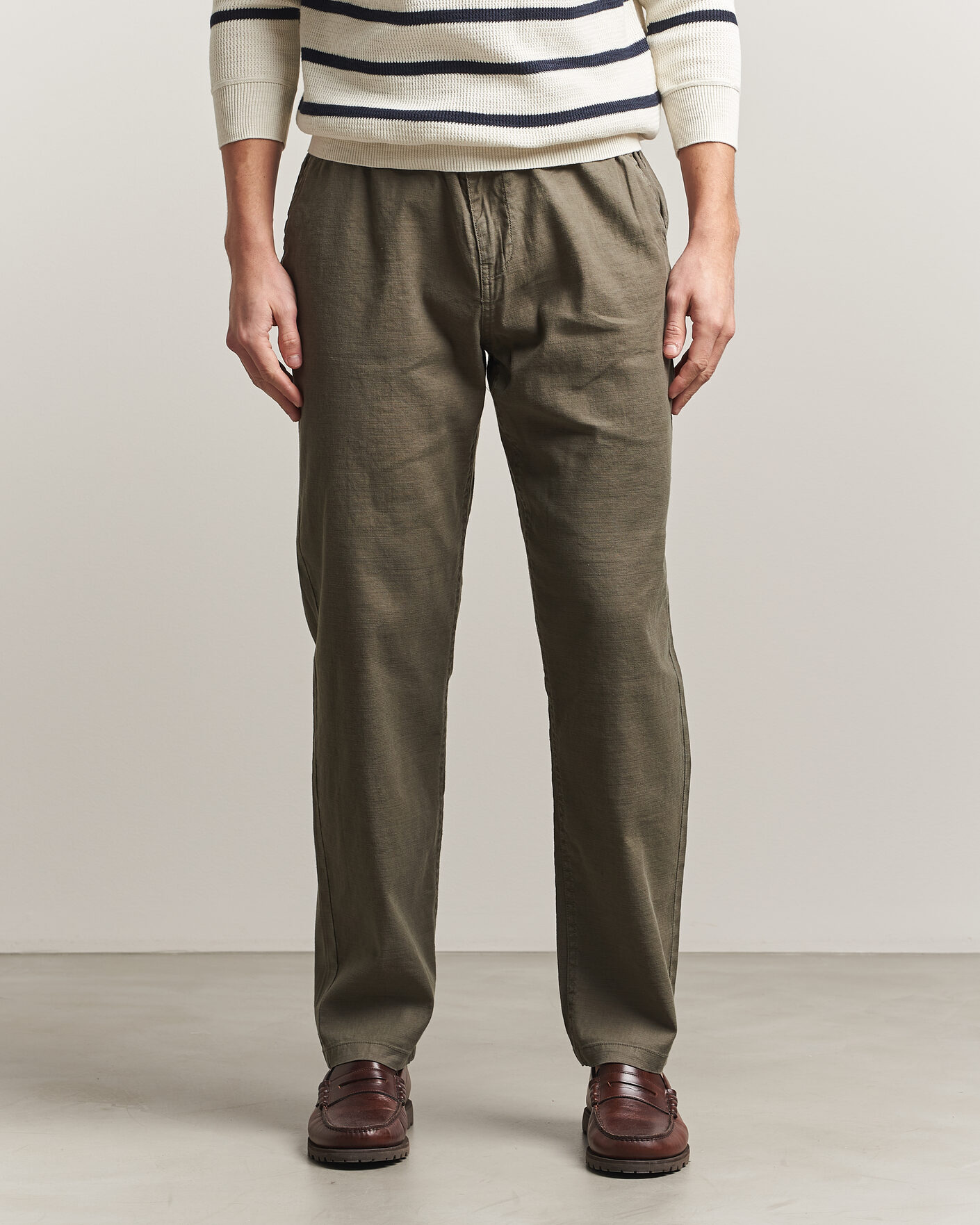 Heren | Broeken | Morris | Fenix Linen Trousers Olive