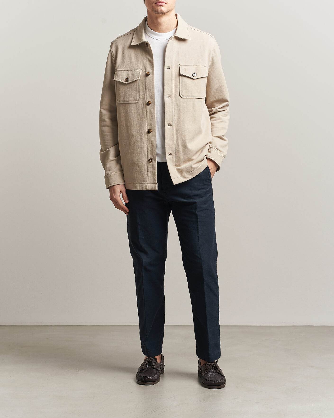 Heren | Overhemden | Morris | Andrew Jersey Overshirt Khaki