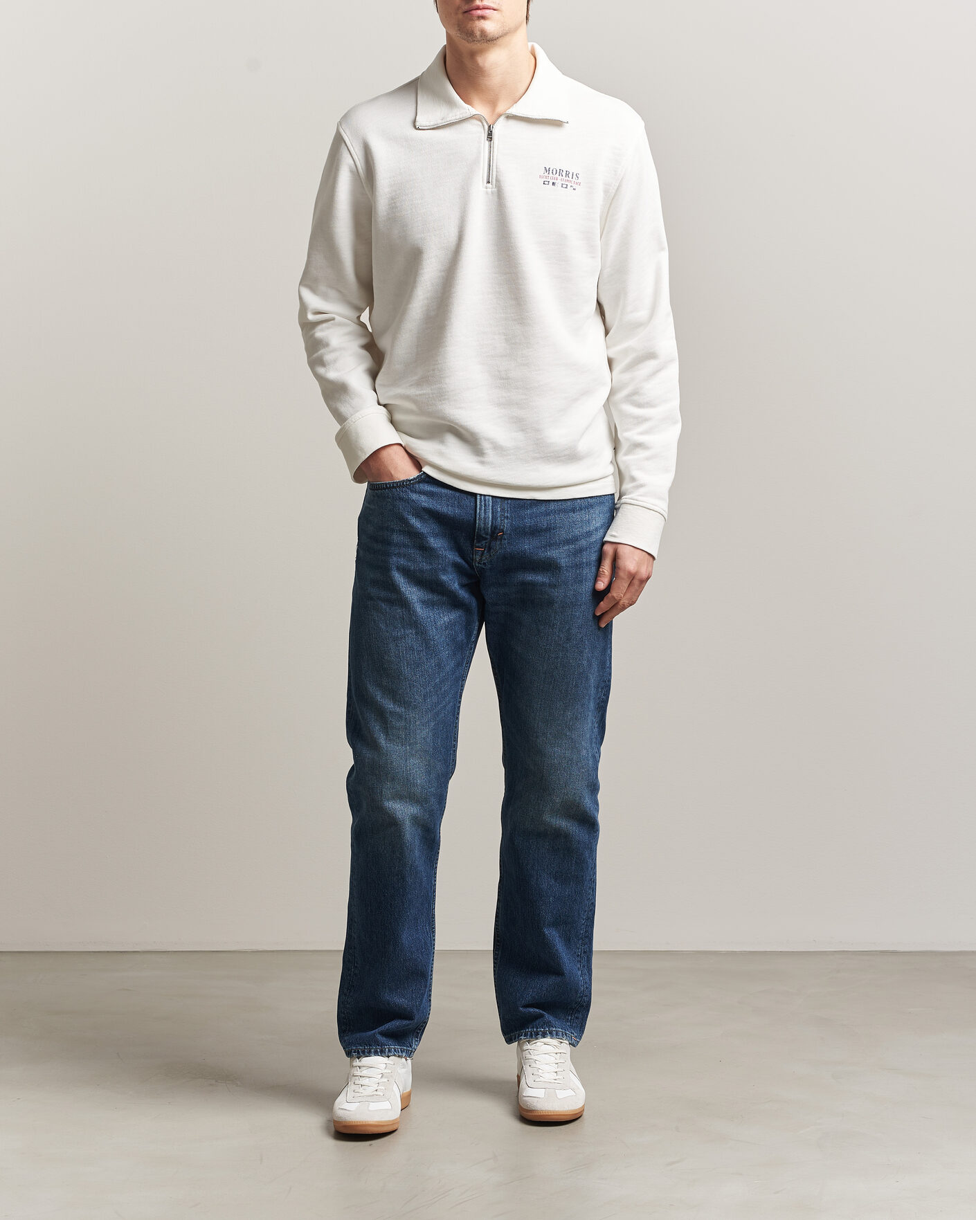 Heren | Truien | Morris | Northcott Slub Half-Zip White