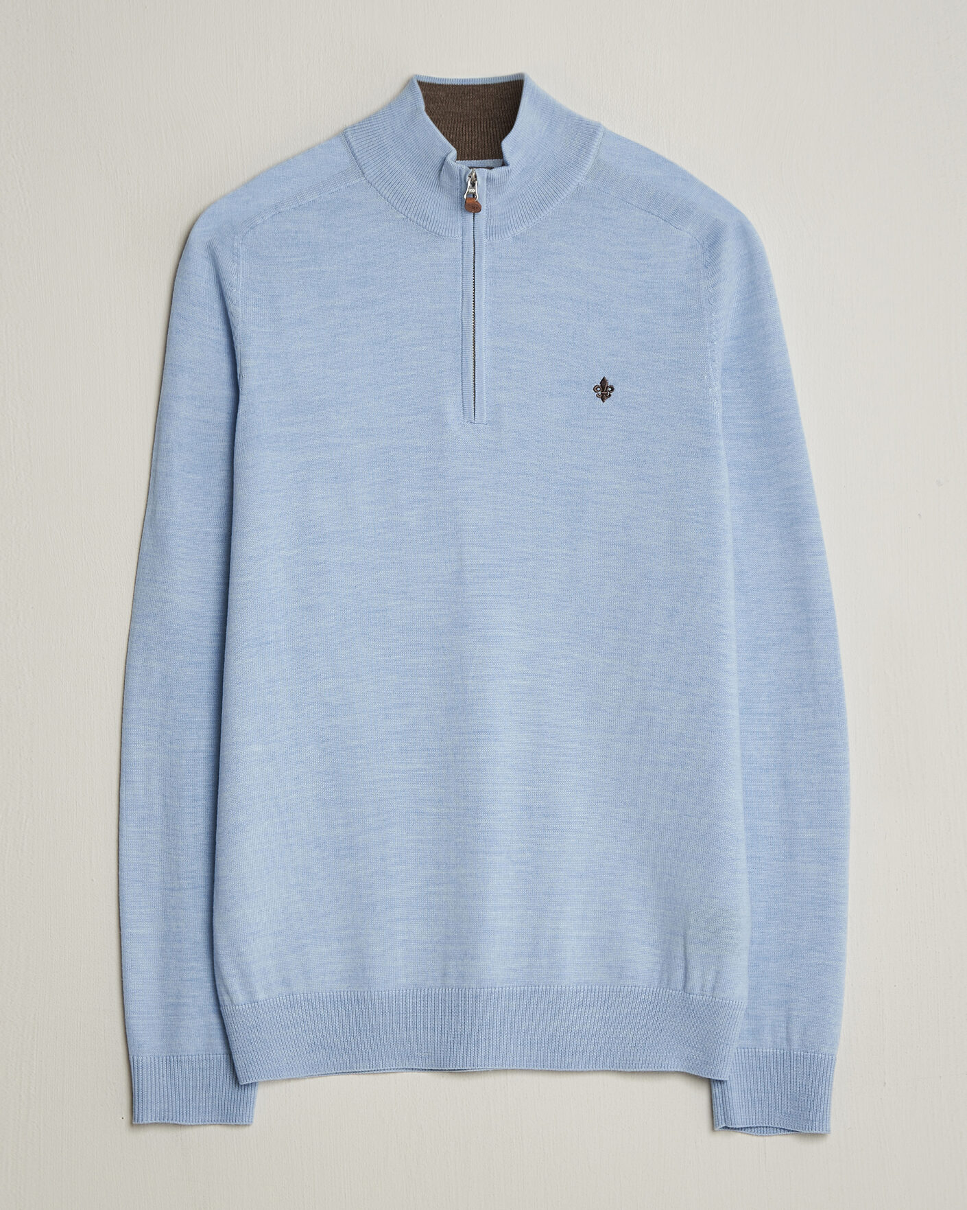 Heren | Truien | Morris | John Merino Half-Zip Light Blue