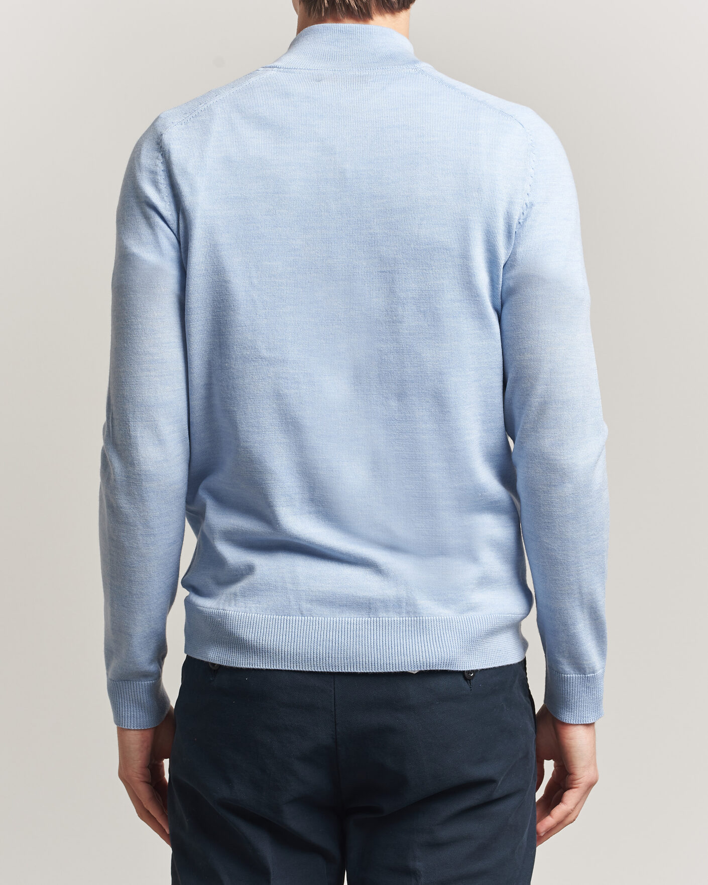 Heren | Truien | Morris | John Merino Half-Zip Light Blue