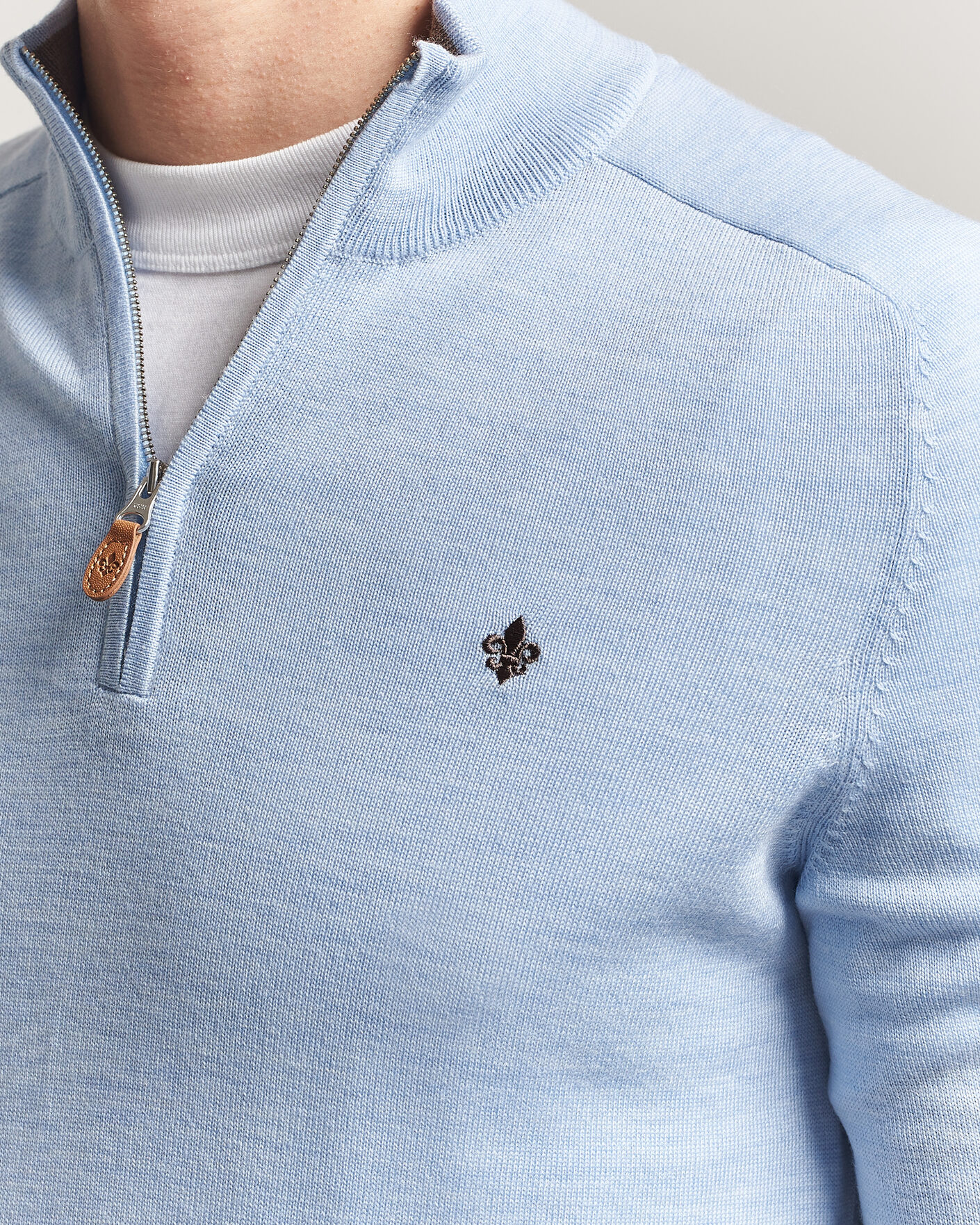 Heren | Truien | Morris | John Merino Half-Zip Light Blue
