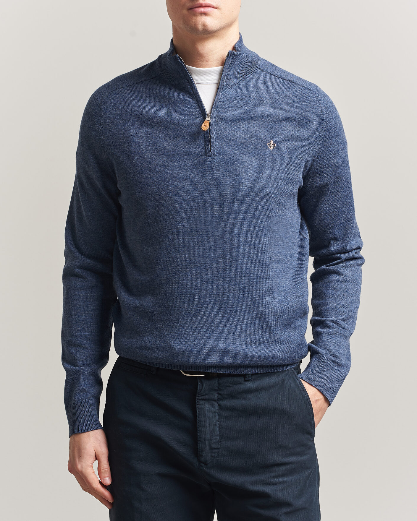 Heren | Truien | Morris | John Merino Half-Zip Blue