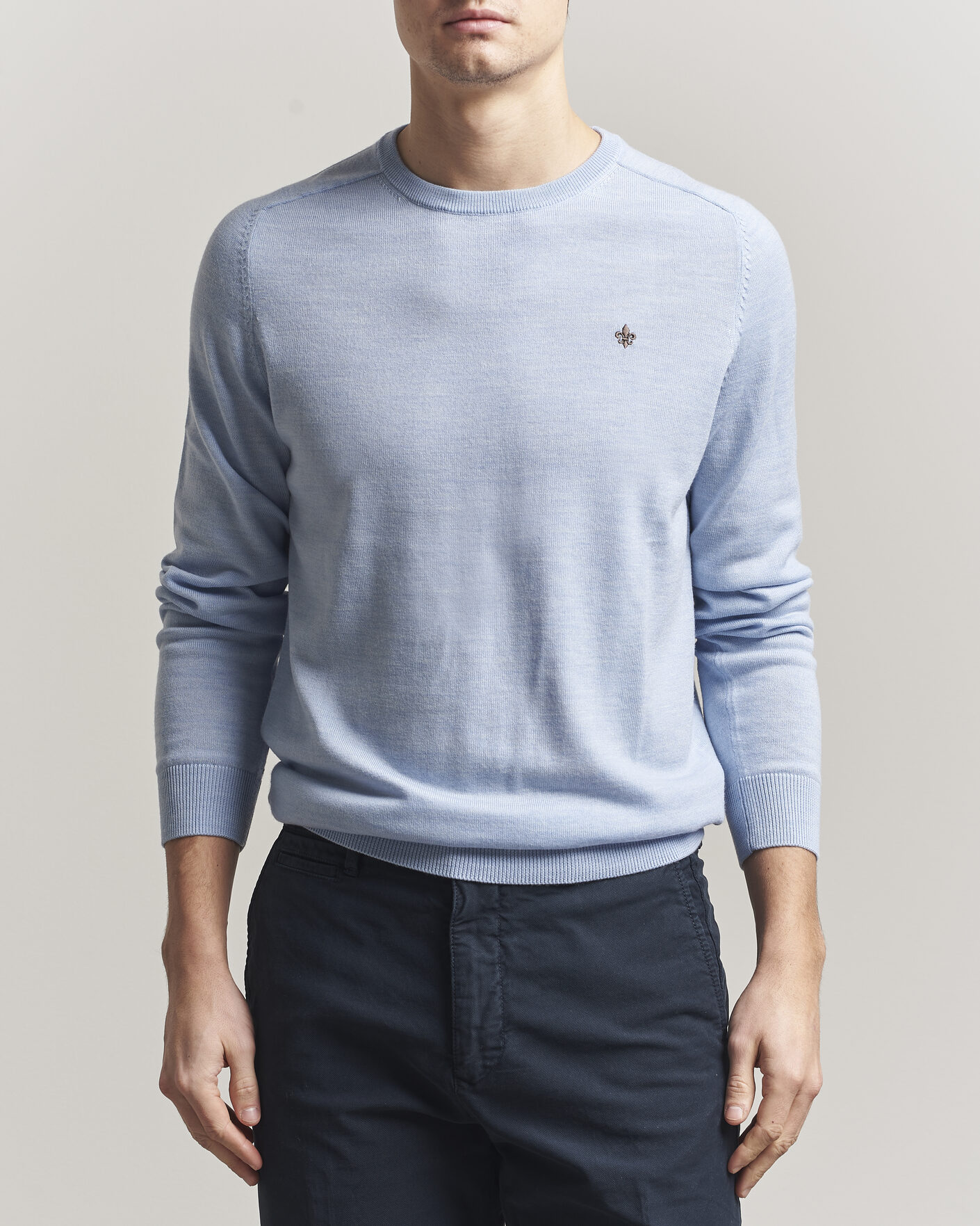 Heren | Truien | Morris | Merino Oneck Light Blue