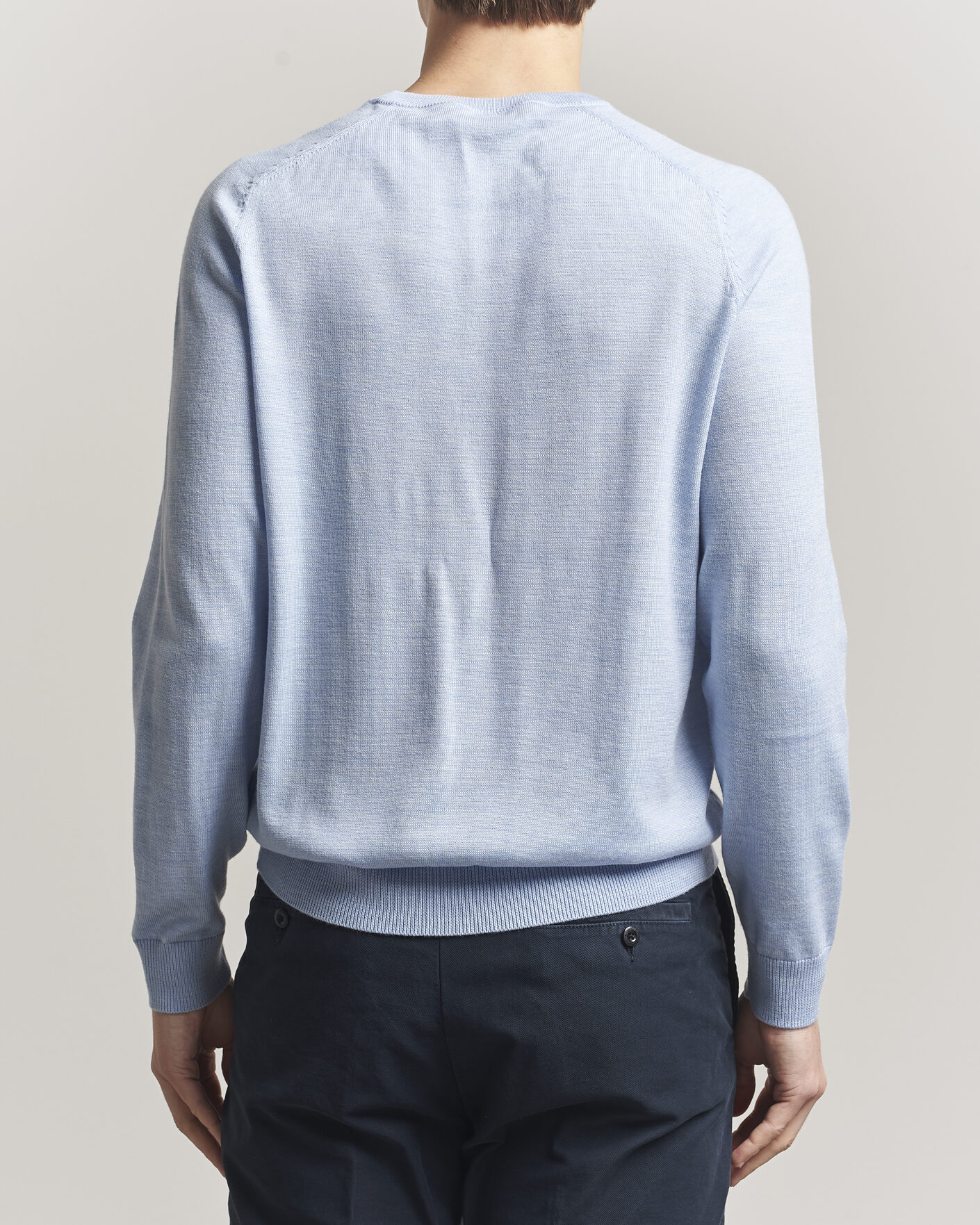 Heren | Truien | Morris | Merino Oneck Light Blue