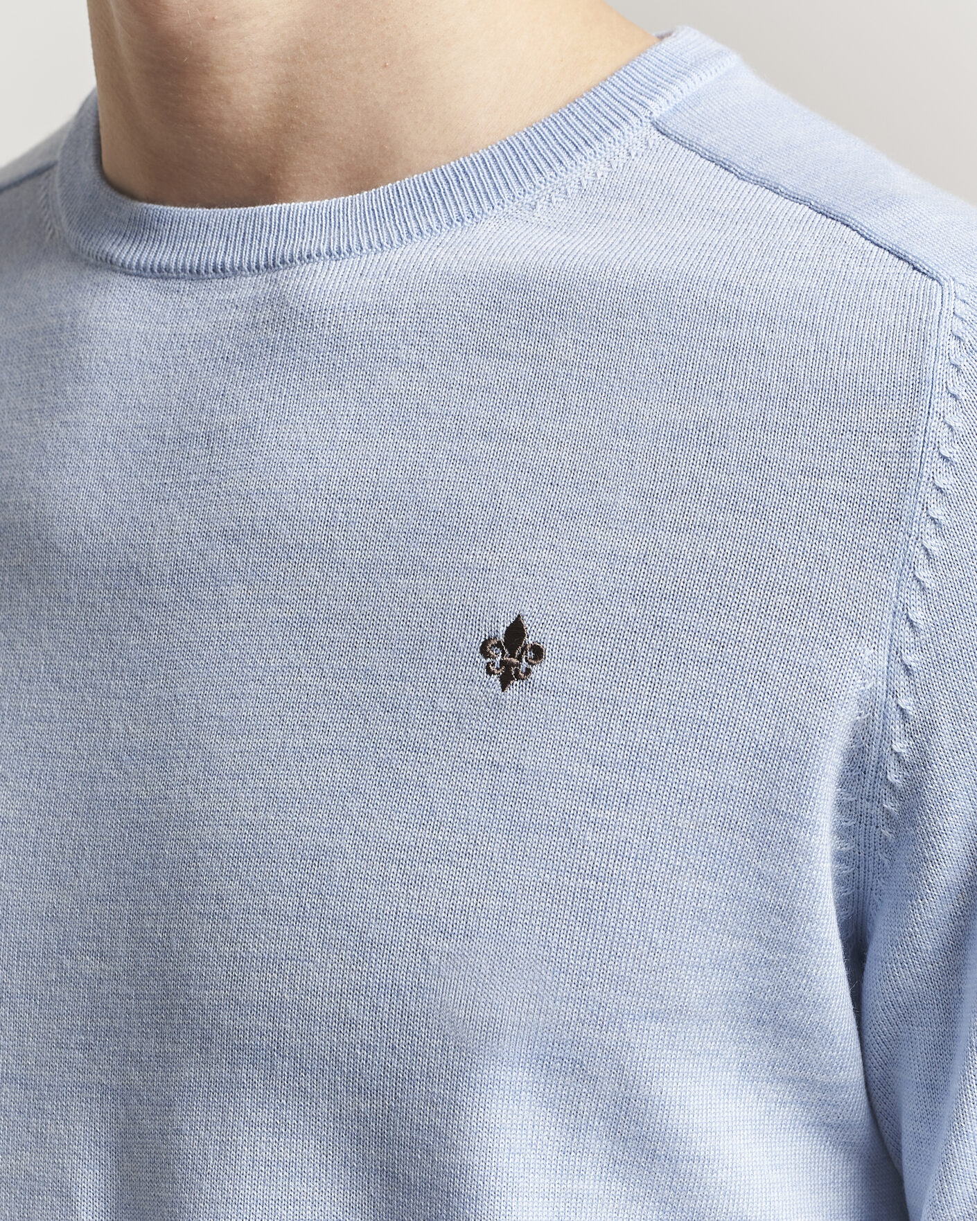 Heren | Truien | Morris | Merino Oneck Light Blue