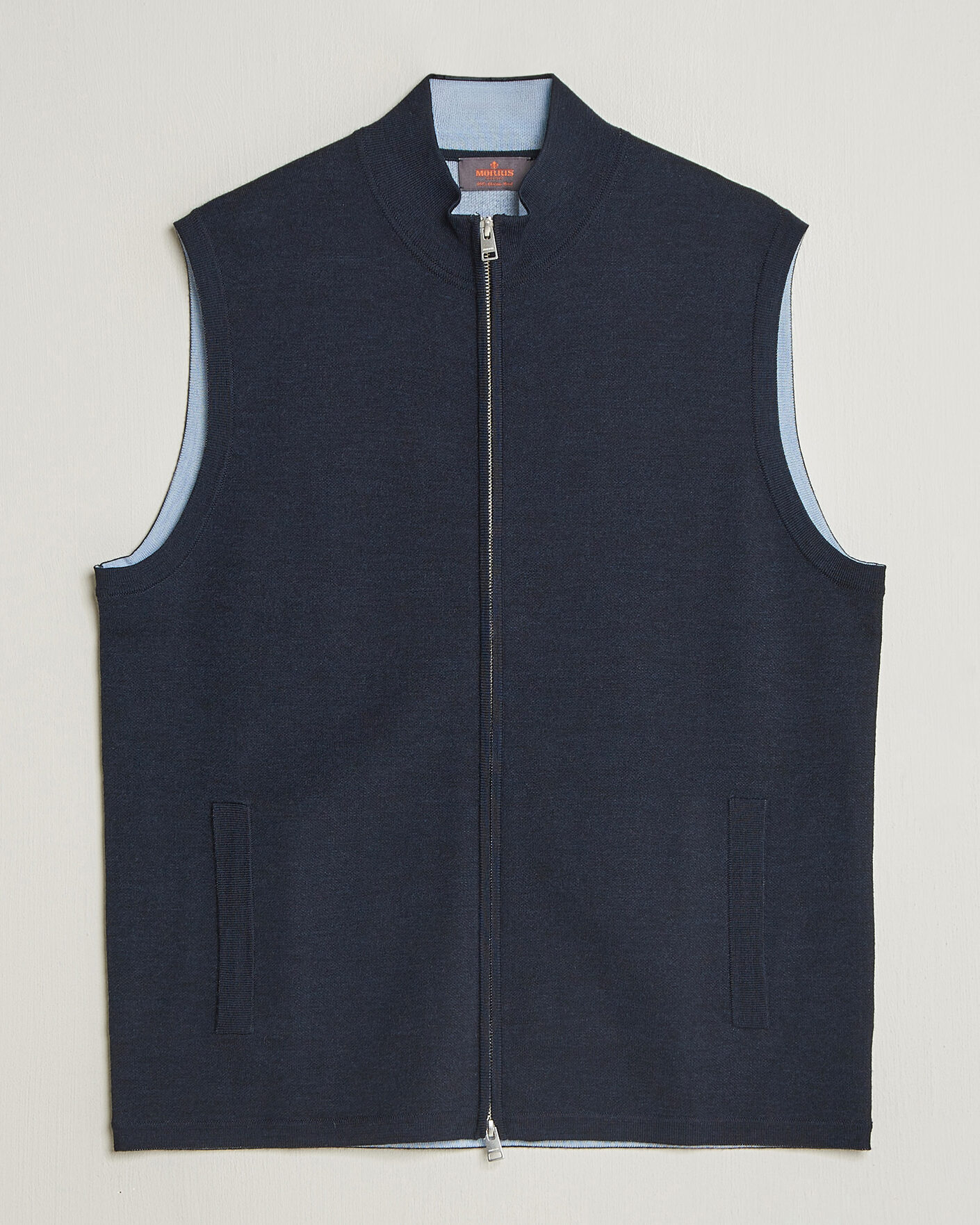 Heren | Truien | Morris | Merino Double Zip Vest Navy