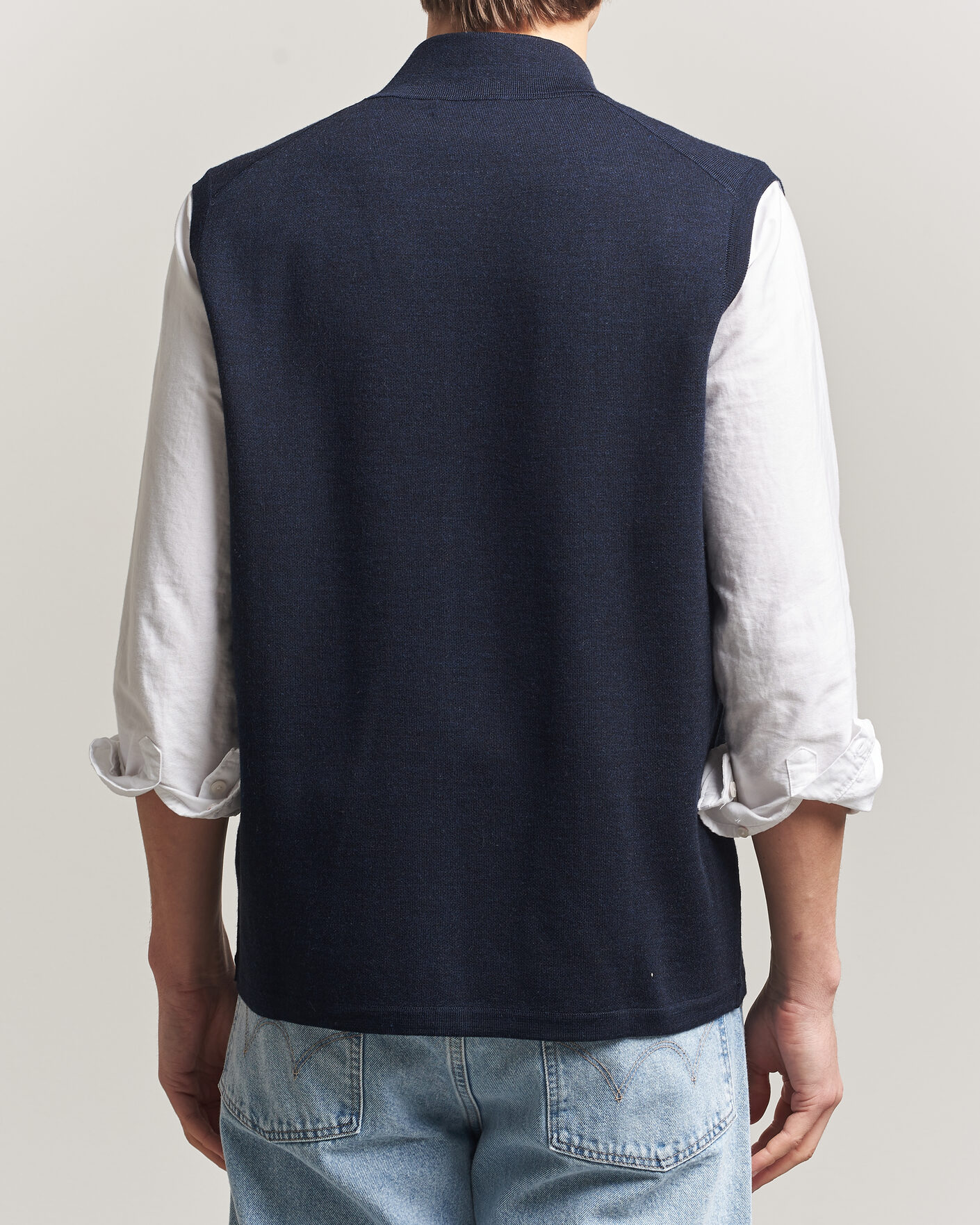 Heren | Truien | Morris | Merino Double Zip Vest Navy