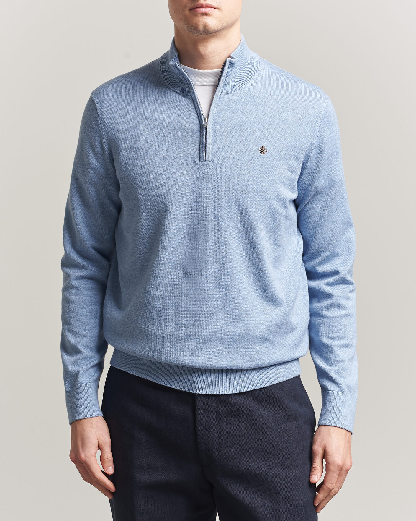 Heren | Truien | Morris | Riley Half-Zip Light Blue