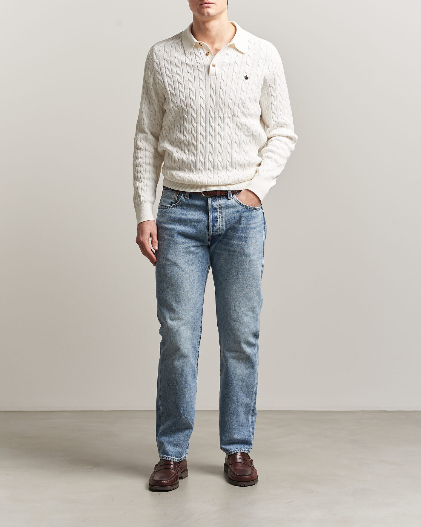 Heren | Truien | Morris | Lancaster Cable Polo Off White