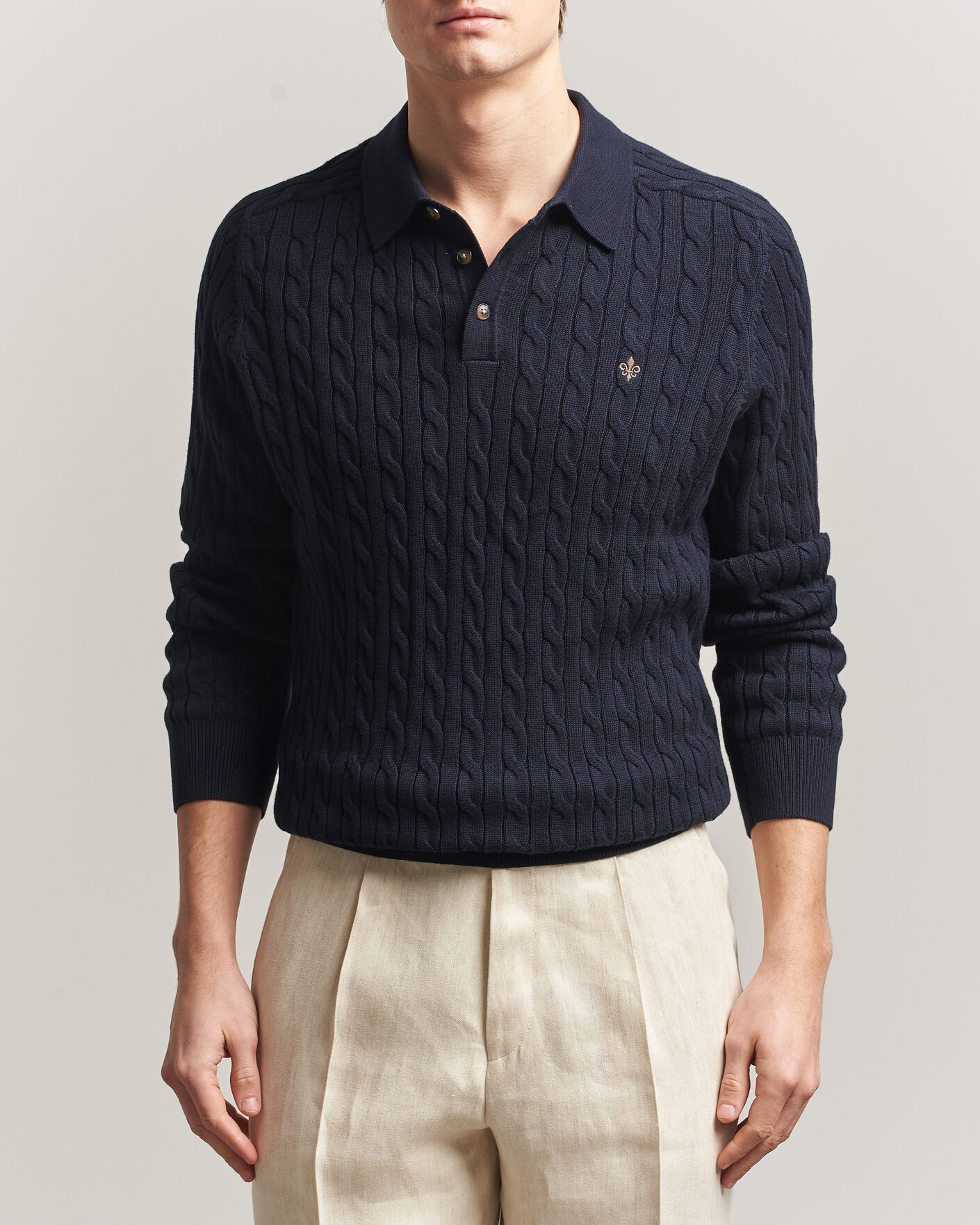 Heren | Truien | Morris | Lancaster Cable Polo Navy