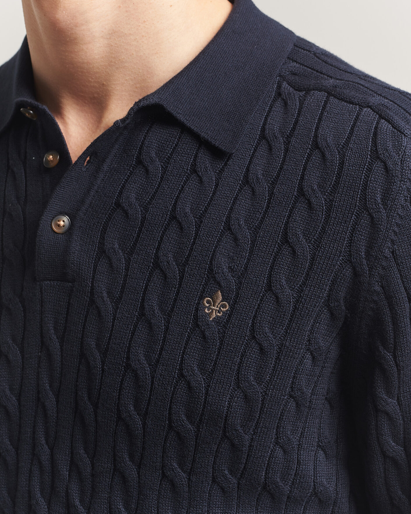 Heren | Truien | Morris | Lancaster Cable Polo Navy