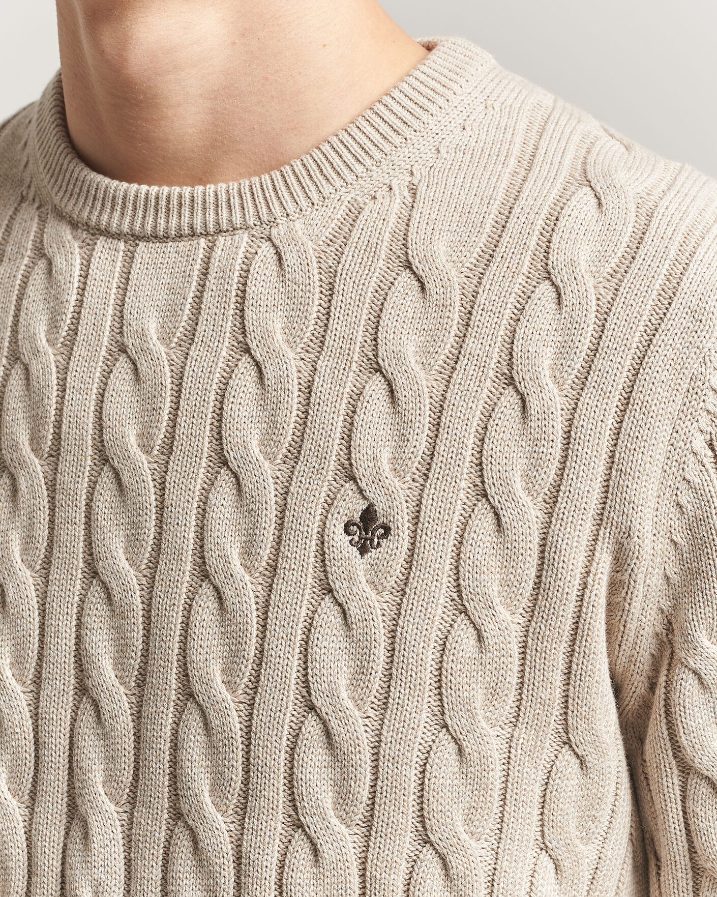 Heren | Truien | Morris | Ethan Cable Oneck Khaki