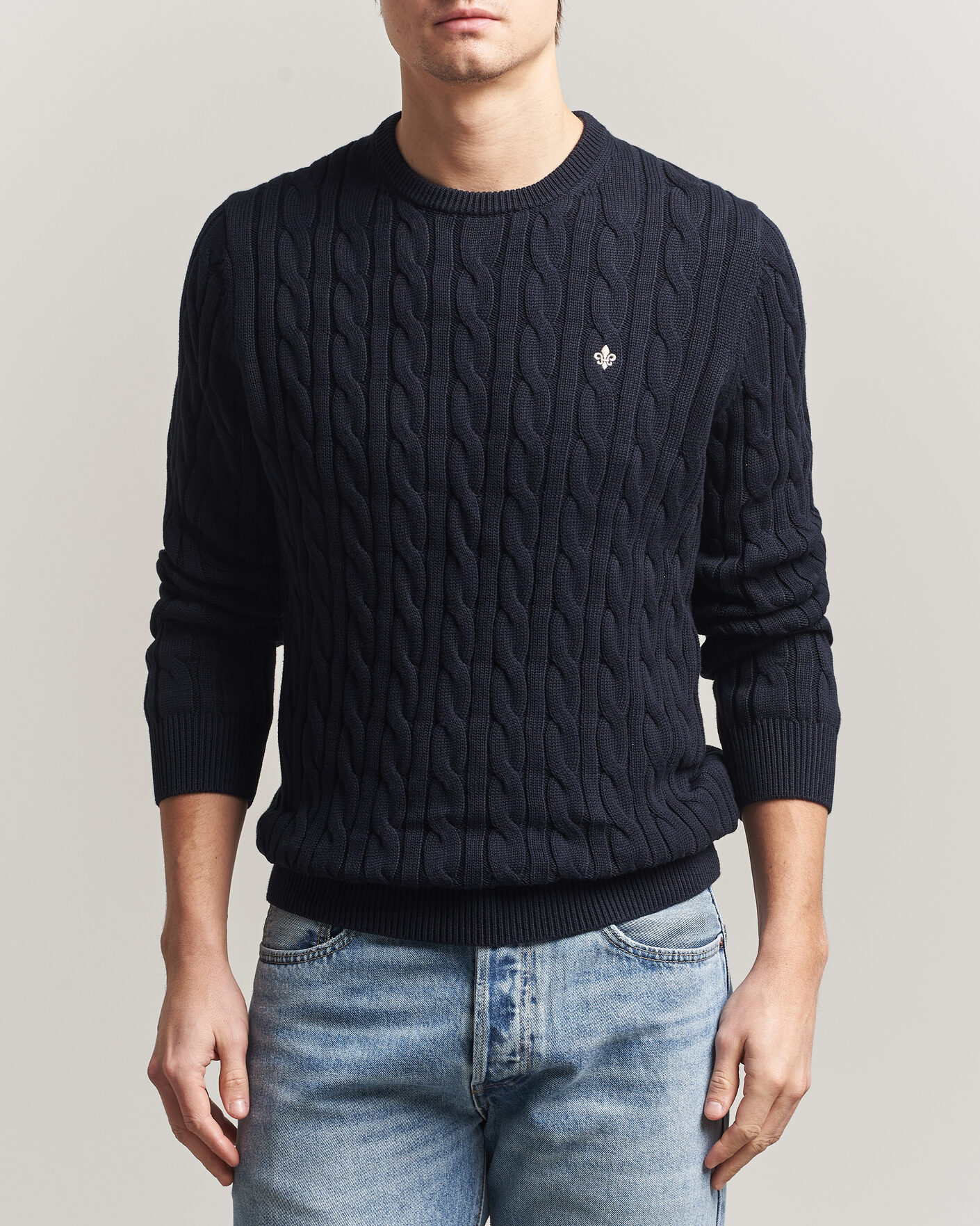 Heren | Truien | Morris | Ethan Cable Oneck Navy