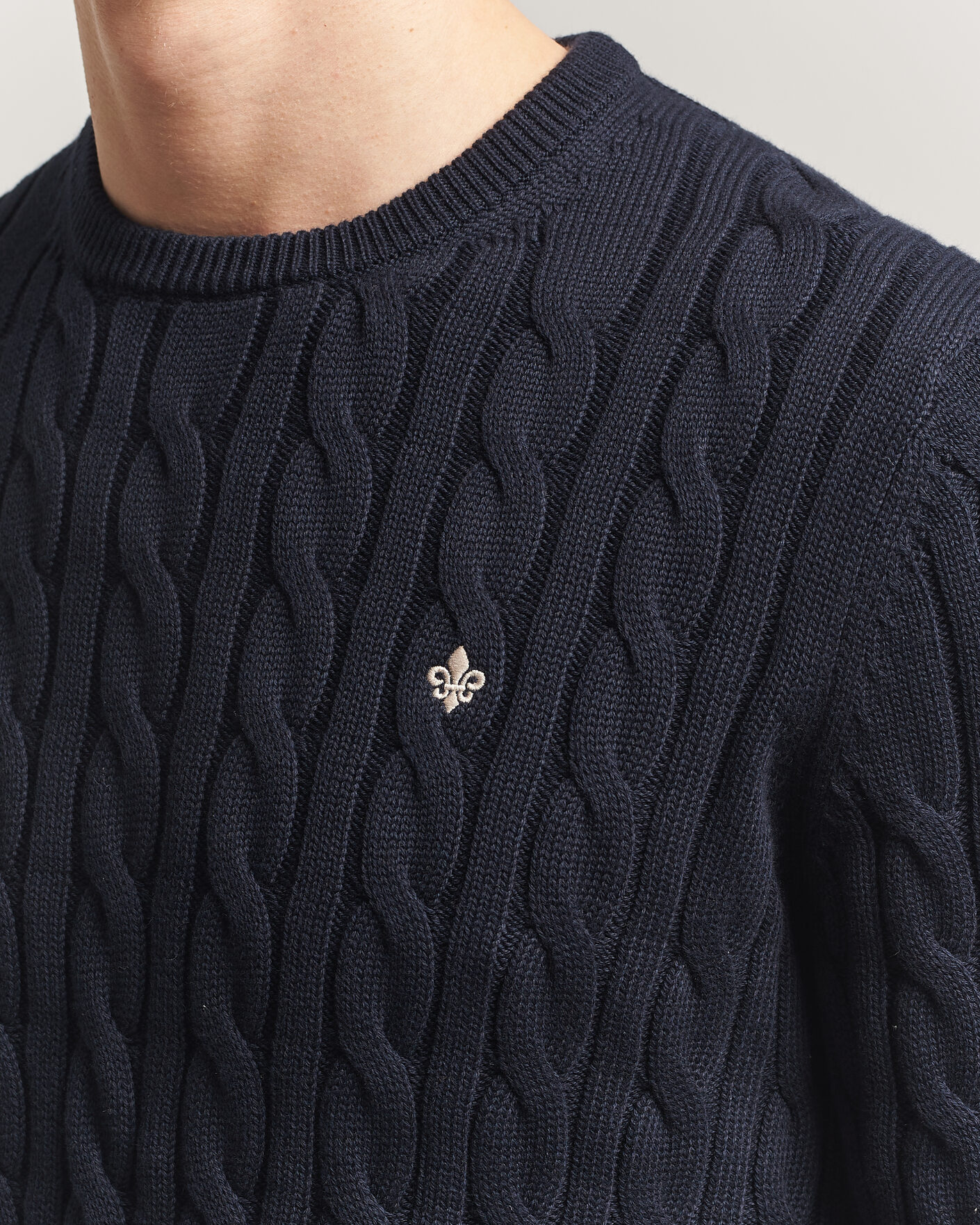 Heren | Truien | Morris | Ethan Cable Oneck Navy