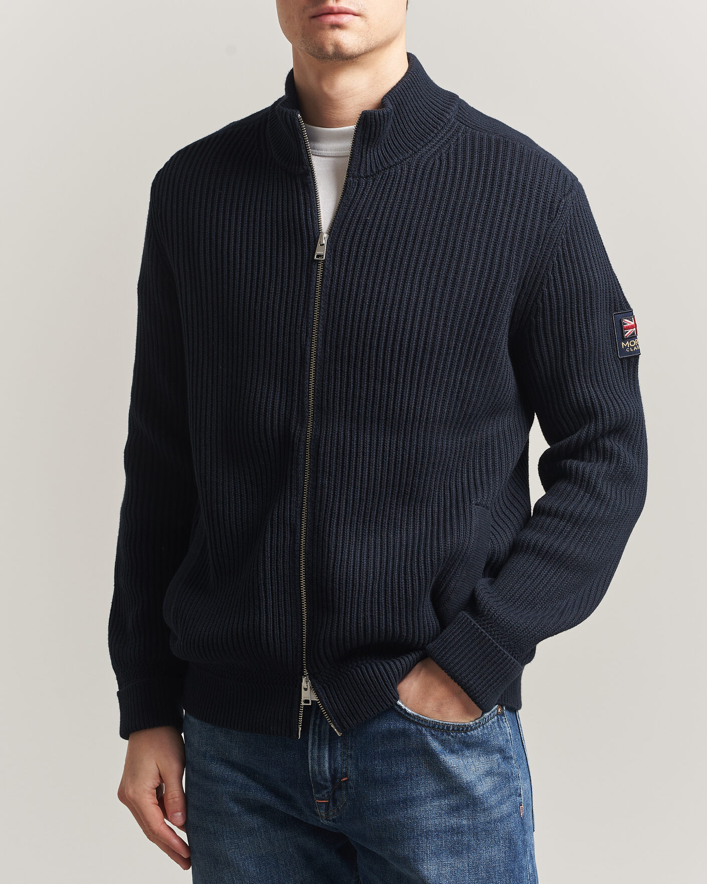Heren | Truien | Morris | Brenton Full-Zip Cardigan Navy