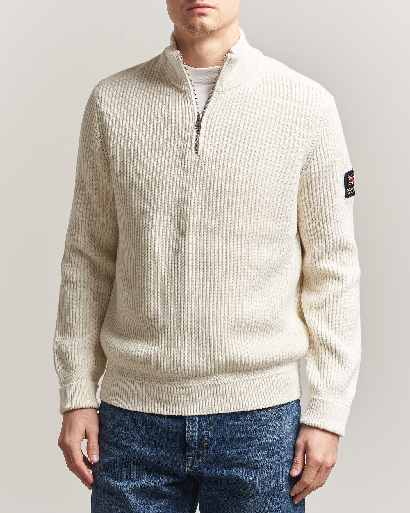 Heren | Truien | Morris | Brenton Half-Zip Off White